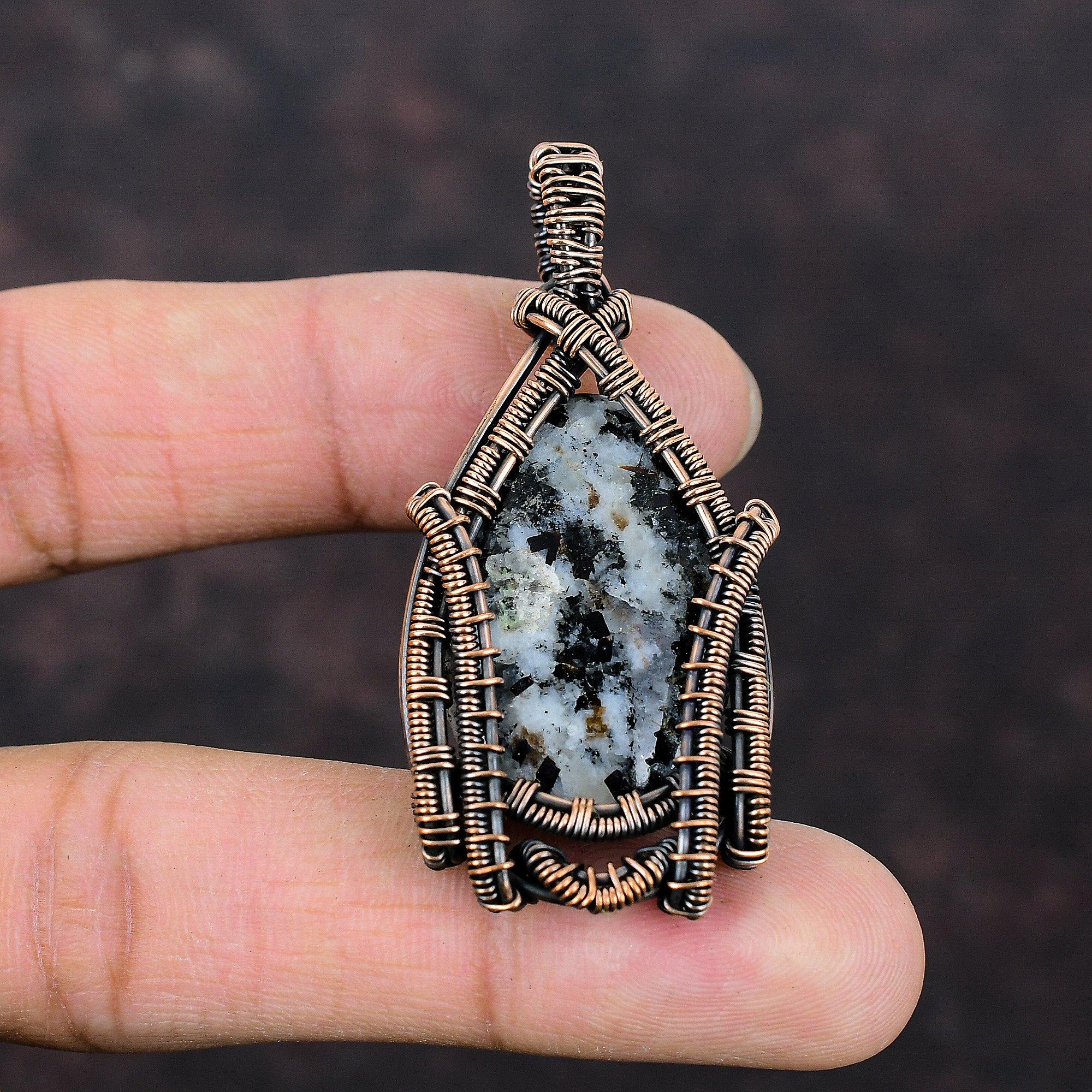 Astrophyllite Pendant Copper Wire Wrapped Pendant Astrophyllite Gemstone Jewelry Handmade Boho Pendant Copper Wire Wrap Jewelry Gift For Him