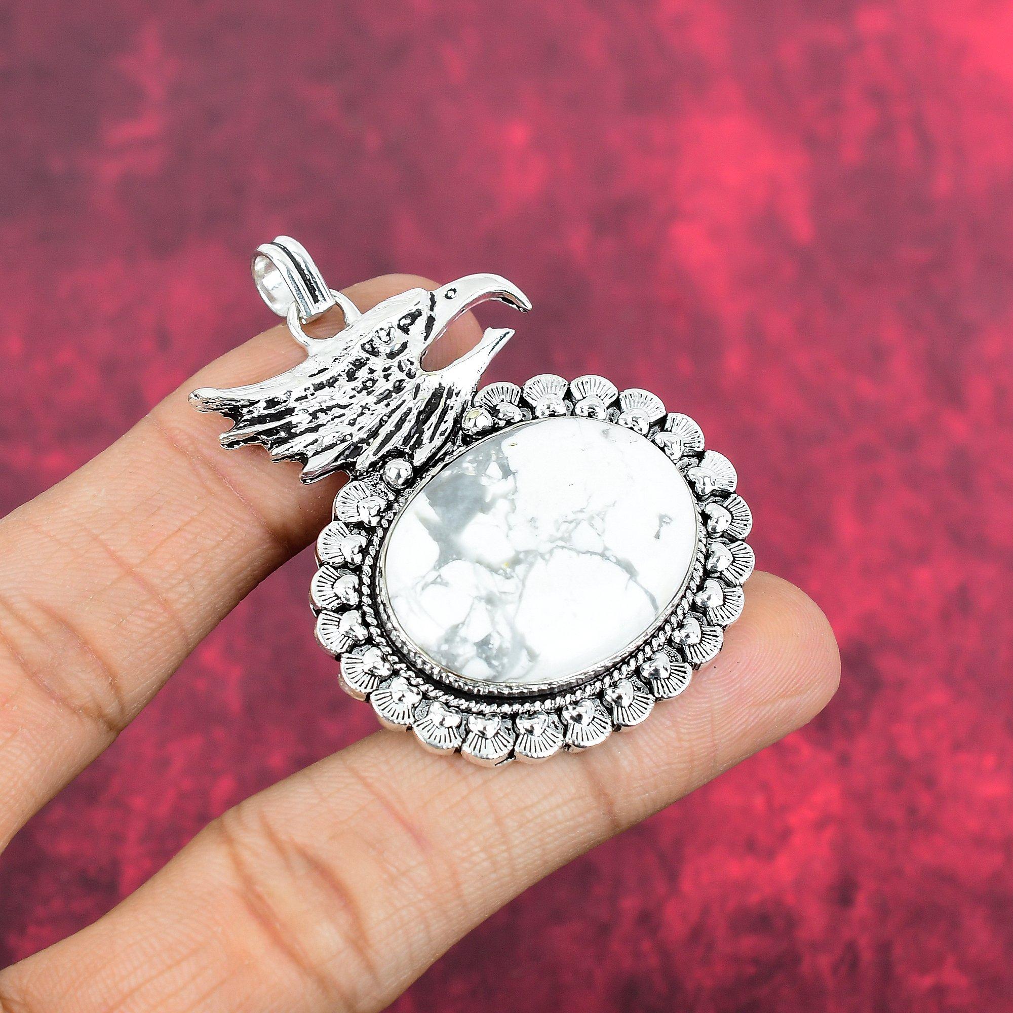 Howlite Pendant, 925 Solid Sterling Silver Gemstone Jewelry, Handmade Pendant, For Thanksgiving