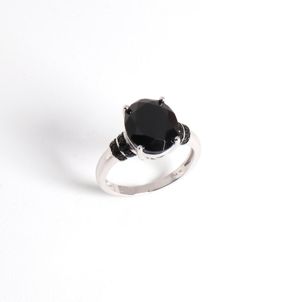 Klasický design Oval Natural Black spinel Prsten 925 Sterling Silver elegantní Módní jemný šperkový dárek pro ženy a dívky