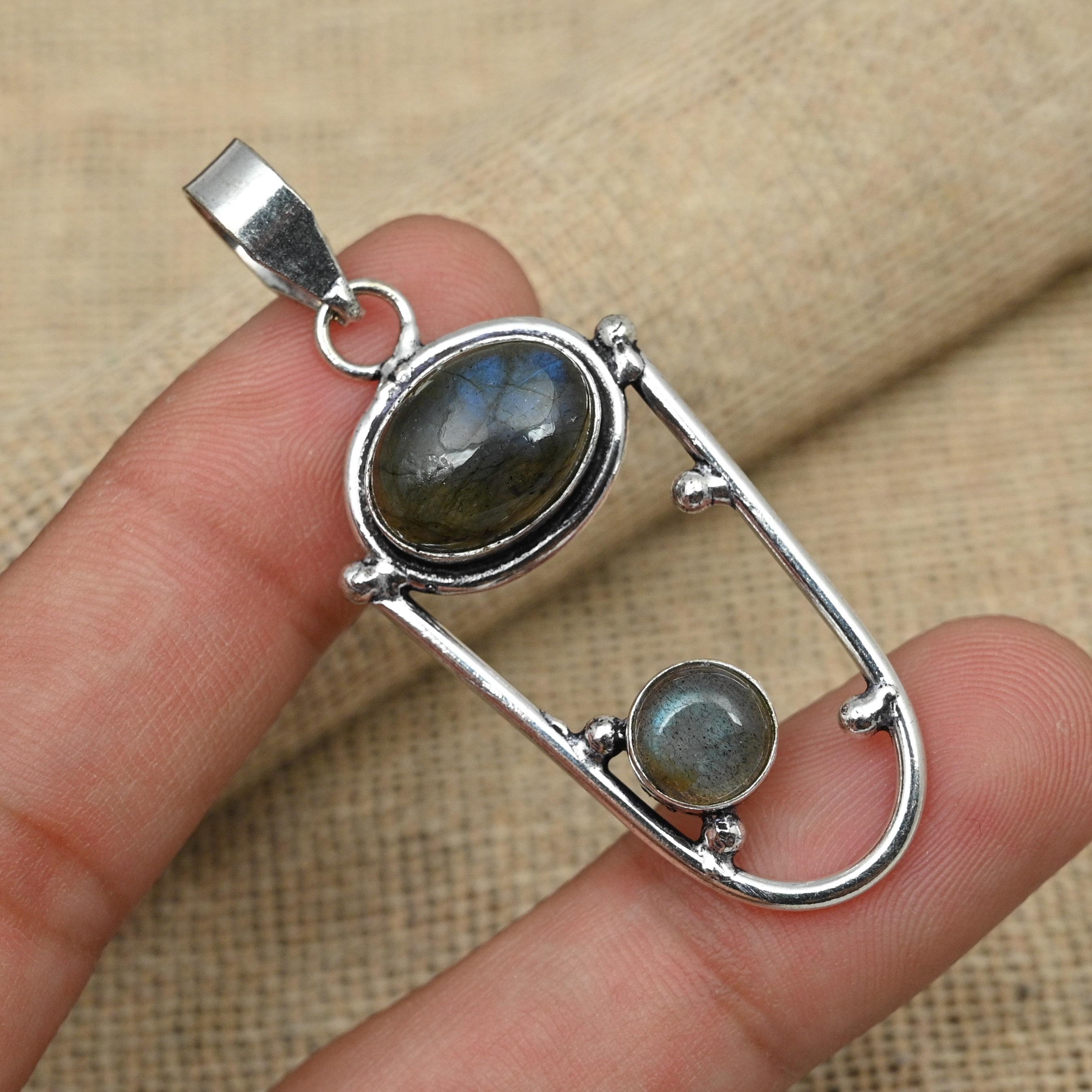 Labradorite Gemstone 925 Sterling Silver Beaux bijoux pendentif fait à la main pour les femmes