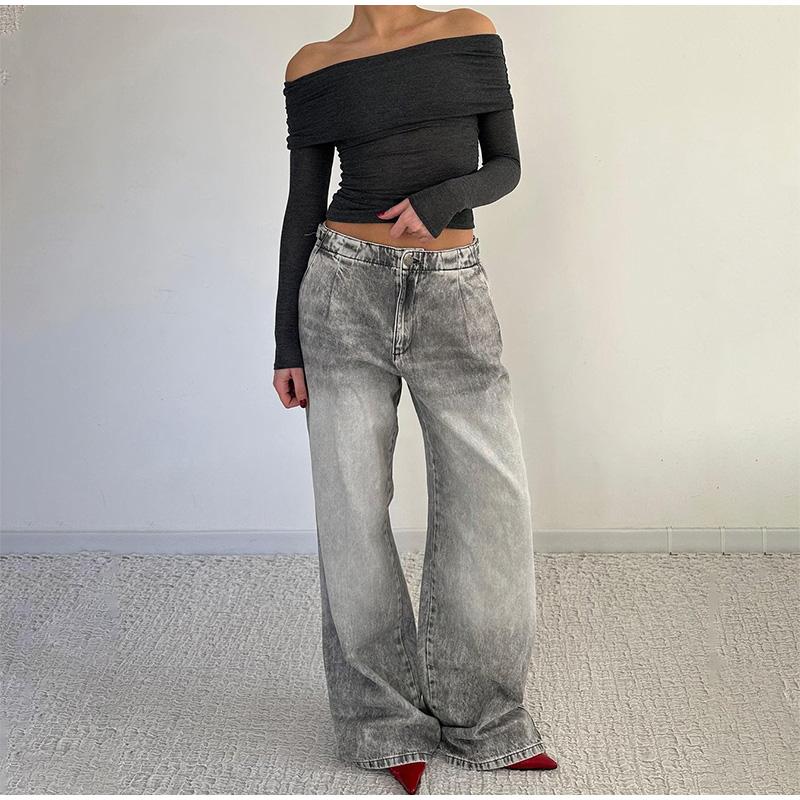 Versatile Low Waist Denim Pants Women Vintage Loose Straight Wide Leg Long Jeans Female Spring Autumn Fashion Daily Streetwear