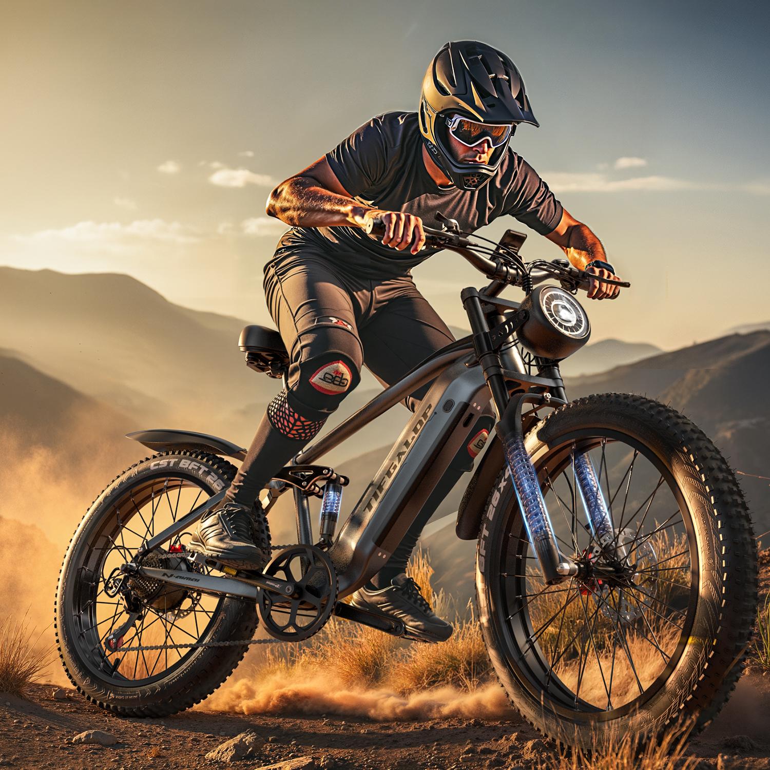 TIFGALOP 26-inch electric bike, 1000W motor, removable 48V22Ah lithium battery, 45-90 km range, dual shock absorbers, unisex