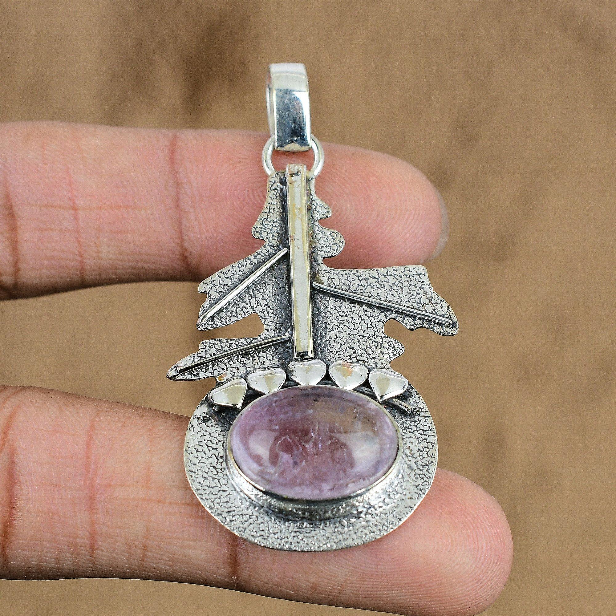 Natural African Amethyst Gemstone Jewelry 925 Sterling Silver Pendant For Girls