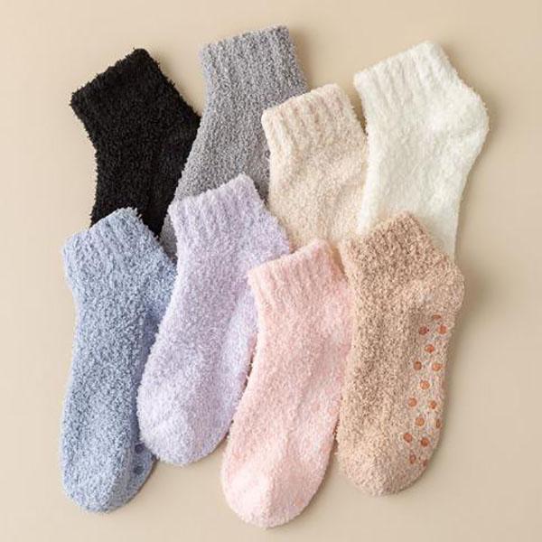 Autumn Winter Non-Slip Coral Floor Socks Carpet Sleep Slippers Indoor Home Short Sock Women Thick Warm Socks