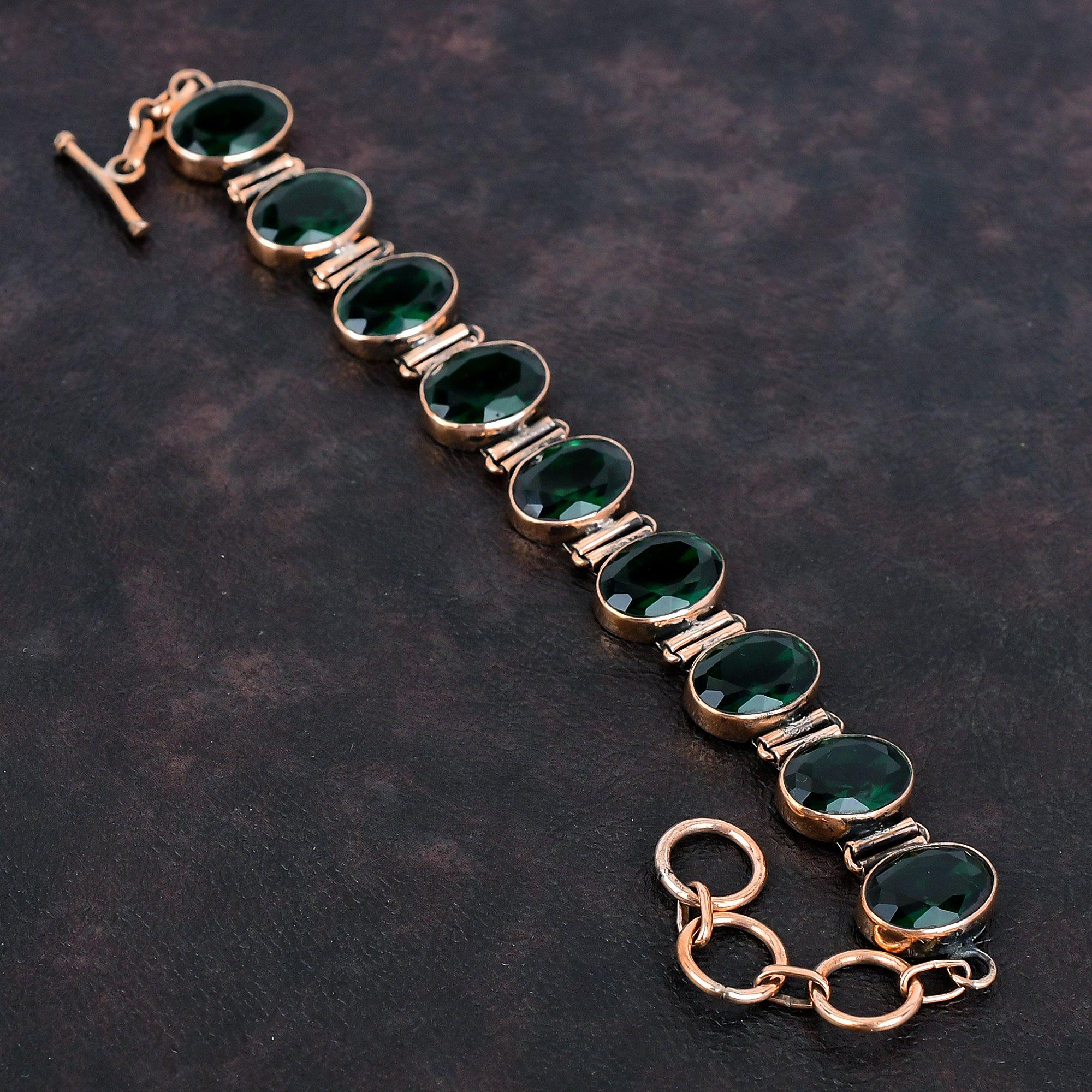 Faceted Chrome Diopside Bracelet Copper Bracelet Adjustable Chain Bracelet Handmade Copper Jewelry Natural Gemstone Bracelet Gifts For Women