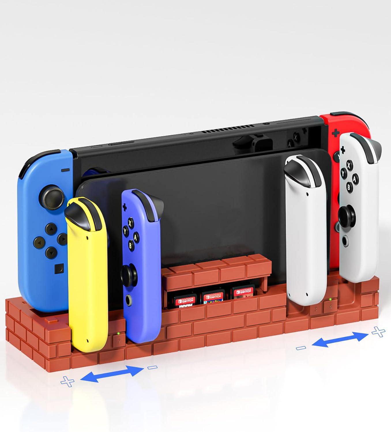 Nabíjecí dokovací stanice s 8 sloty pro karty pro Switch / OLED, Brick Shape kompatibilní s Joycon, Nabíjecí stojan pro Nintendo Switch Joy-con příslušenství
