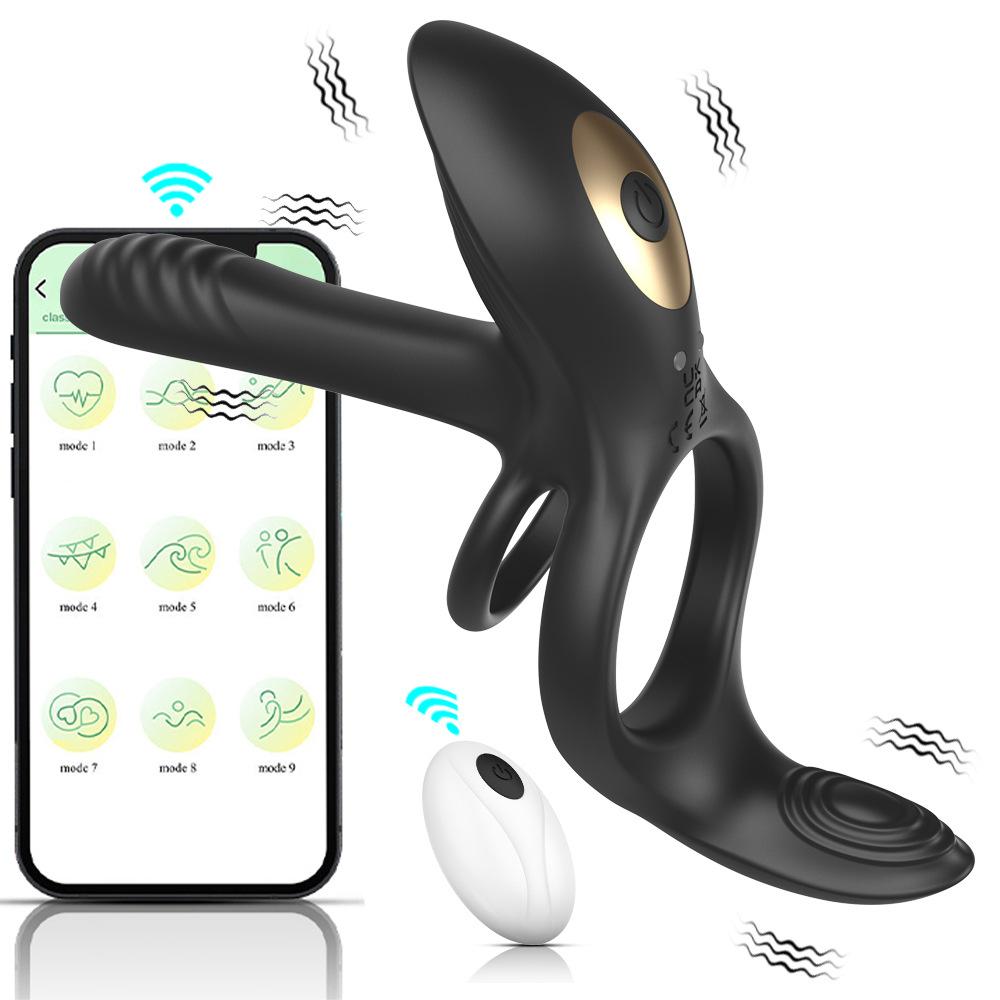 4-in-1 Vibrating Cock Vibrator Penis Ring G Spot Clit Stimulator Men Ejaculation Delay Remote Control Couple Sex Toy