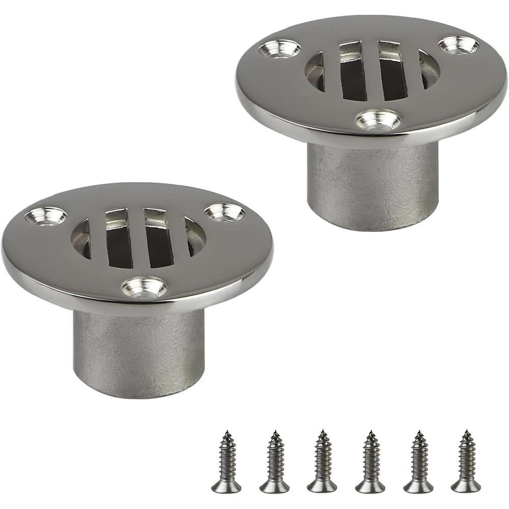 2-pack 25 mm 316 rostfritt stål Båtdäcksavloppsproppar – Marina avloppstillbehör med skruvar – Högblank, korrosionsbeständig – För yachter, husbilar