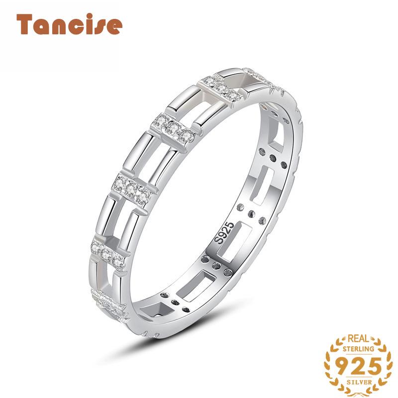 Tancise Classic 925 Sterling Silver Zirkónový prsteň Dámske šperky Svadobný darček na párty