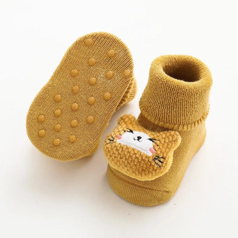 0-3Y Toddler Baby Socks For Boys Girls Winter Thick Terry Warm Cartoon Anti Slip Floor Children's Socks Casual Newborn Sock New