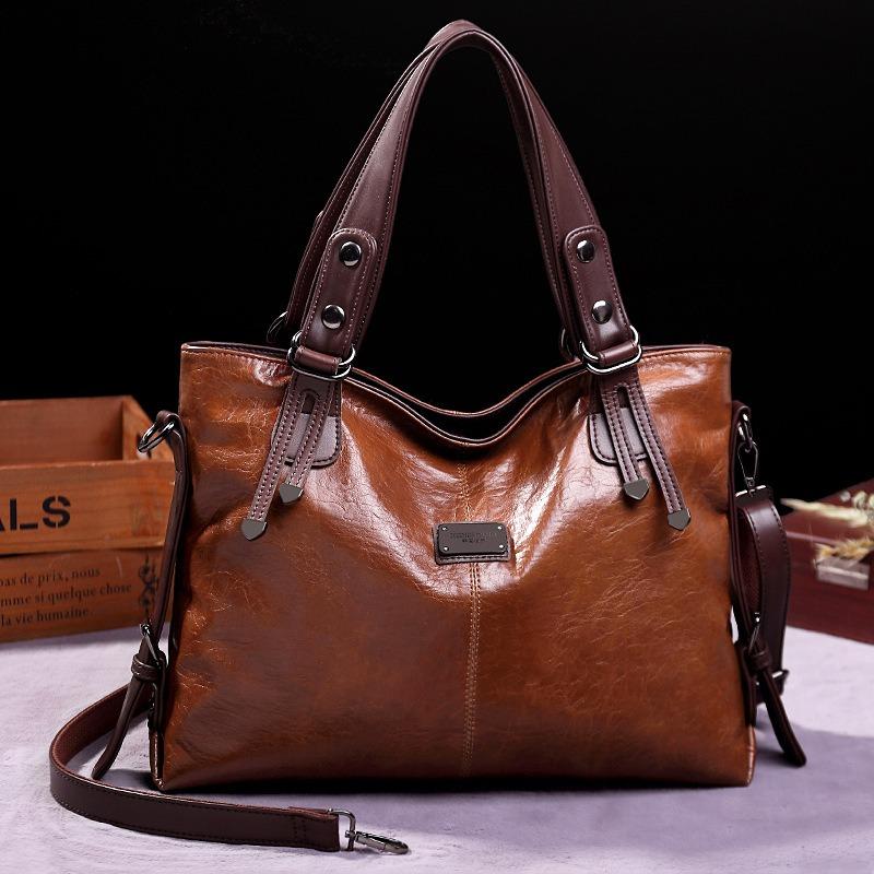 Autumn and Winter New Retro Fashion Women's Large Tote Bag Casual Large Capacity Soft Faux Leather Ladies Shoulder Bag Can Crossbody Female Handbags