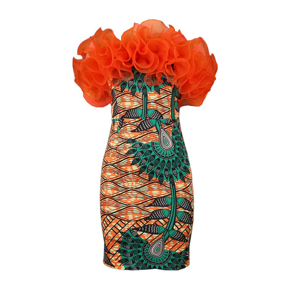 Damen Tube Tops Kleid, figurbetont, Party, bedruckt, Rüschen, Patchwork, sexy Minikleider, Kleid für Damen, Abend-Cocktail-Party-Outfits