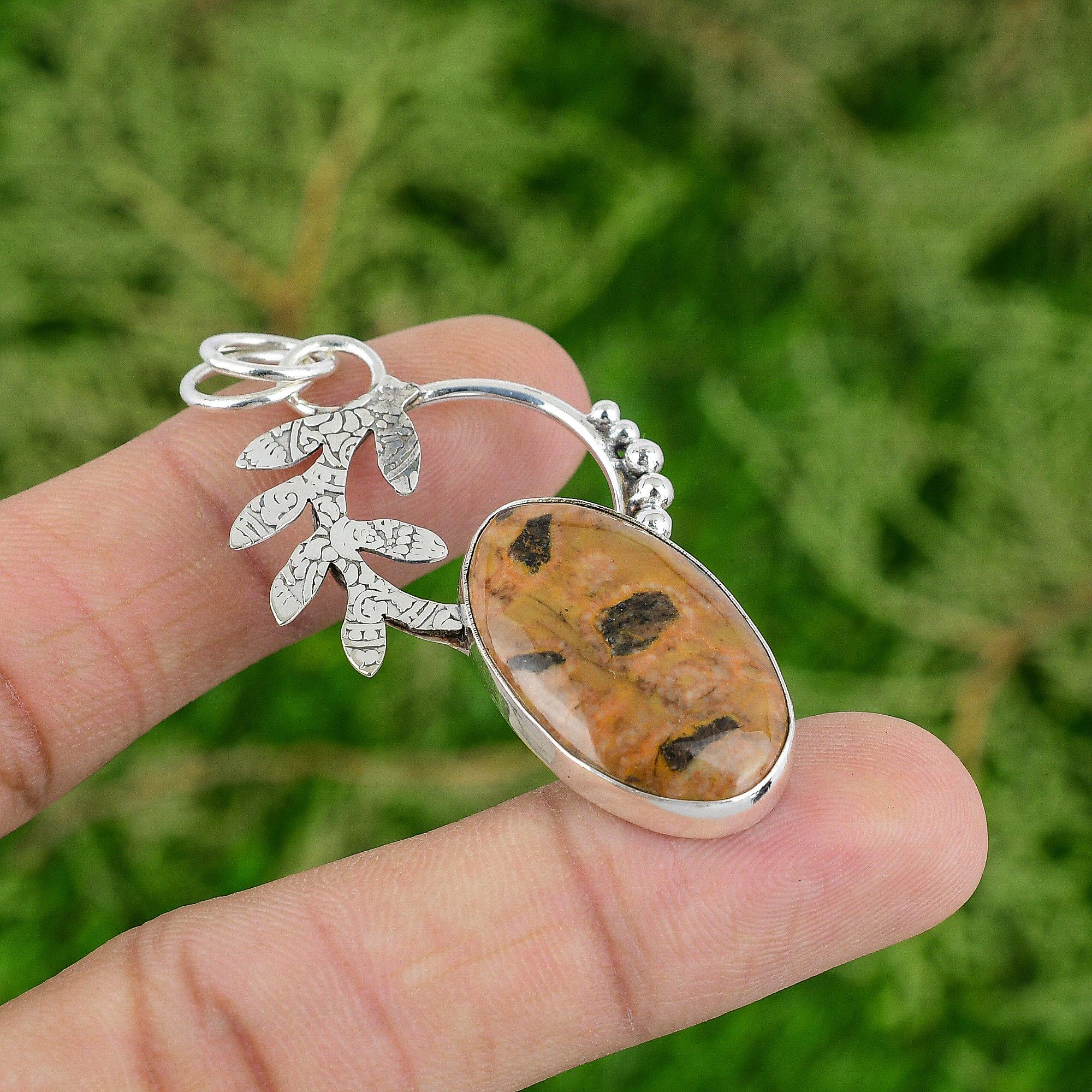 Daughters Day Sale Bauxite Gemstone 925 Sterling Silver Artisan Pendant Jewelry