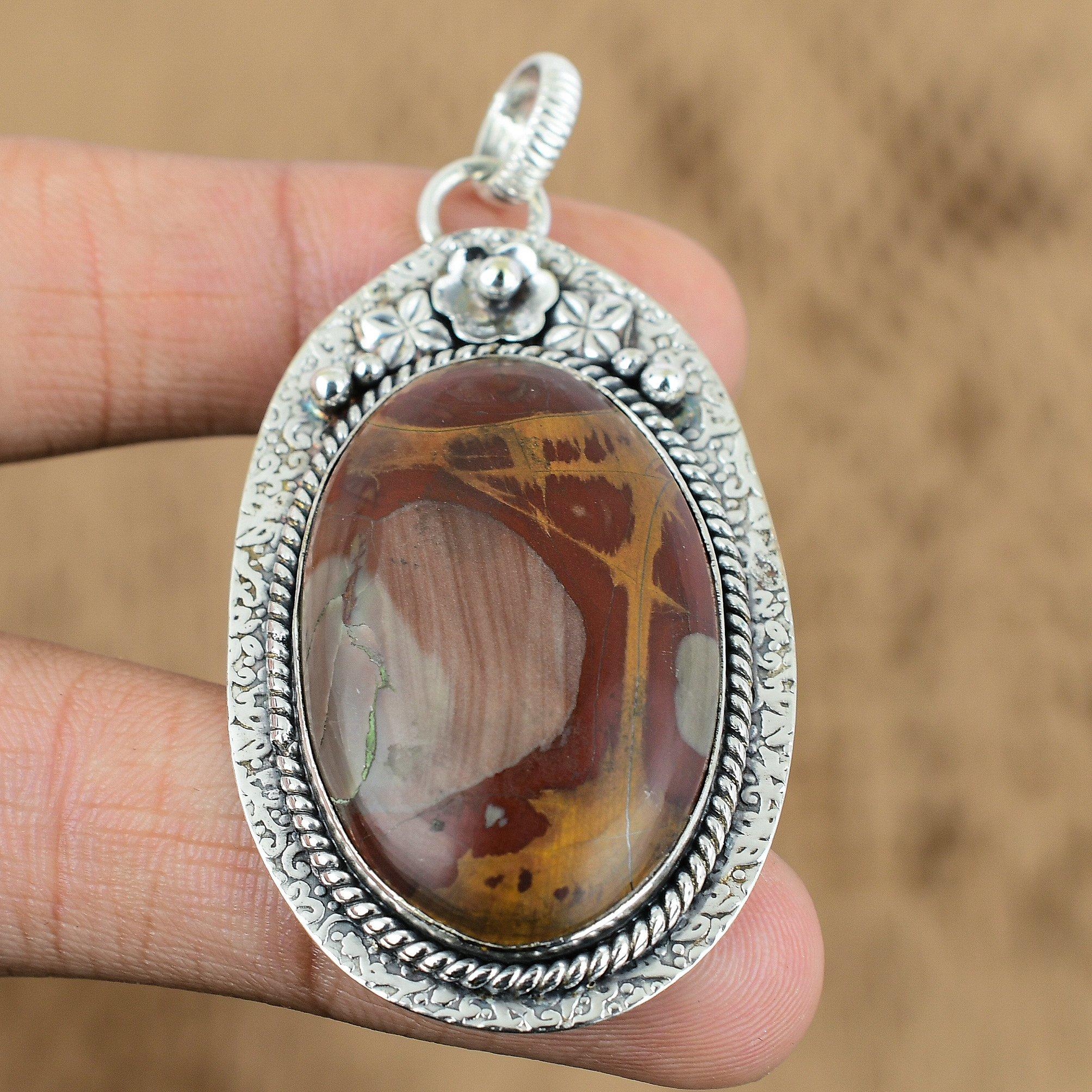 Noreena Jasper Gemstone Flower Anniversary Pendant Jewelry 925 Sterling Silver