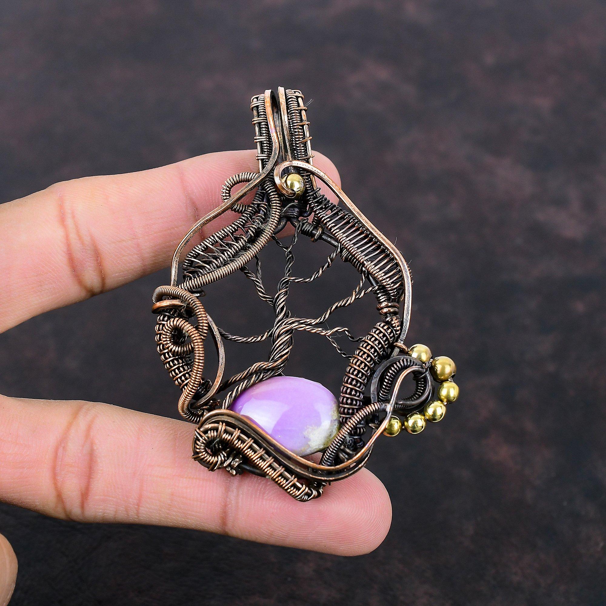 Tree Of Life Phosphosiderite Pendant Copper Wire Wrapped Pendant Gemstone Pendant Phosphosiderite Copper Jewelry Handmade Pendant For Gifts