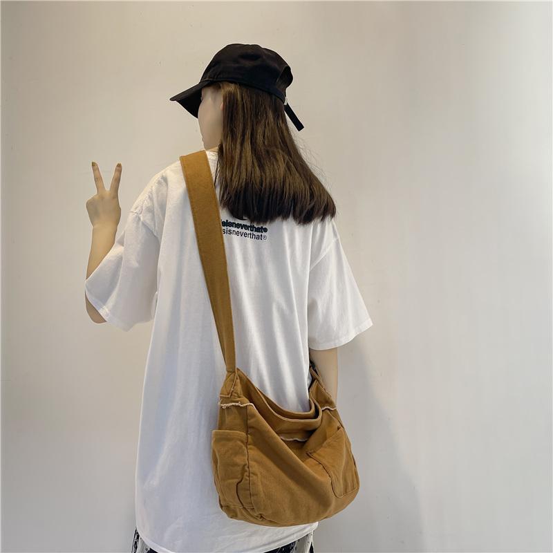 Single Shoulder Crossbody Bag Male/female Canvas Bag Student Class Bag Large Capacity Leisure Bag