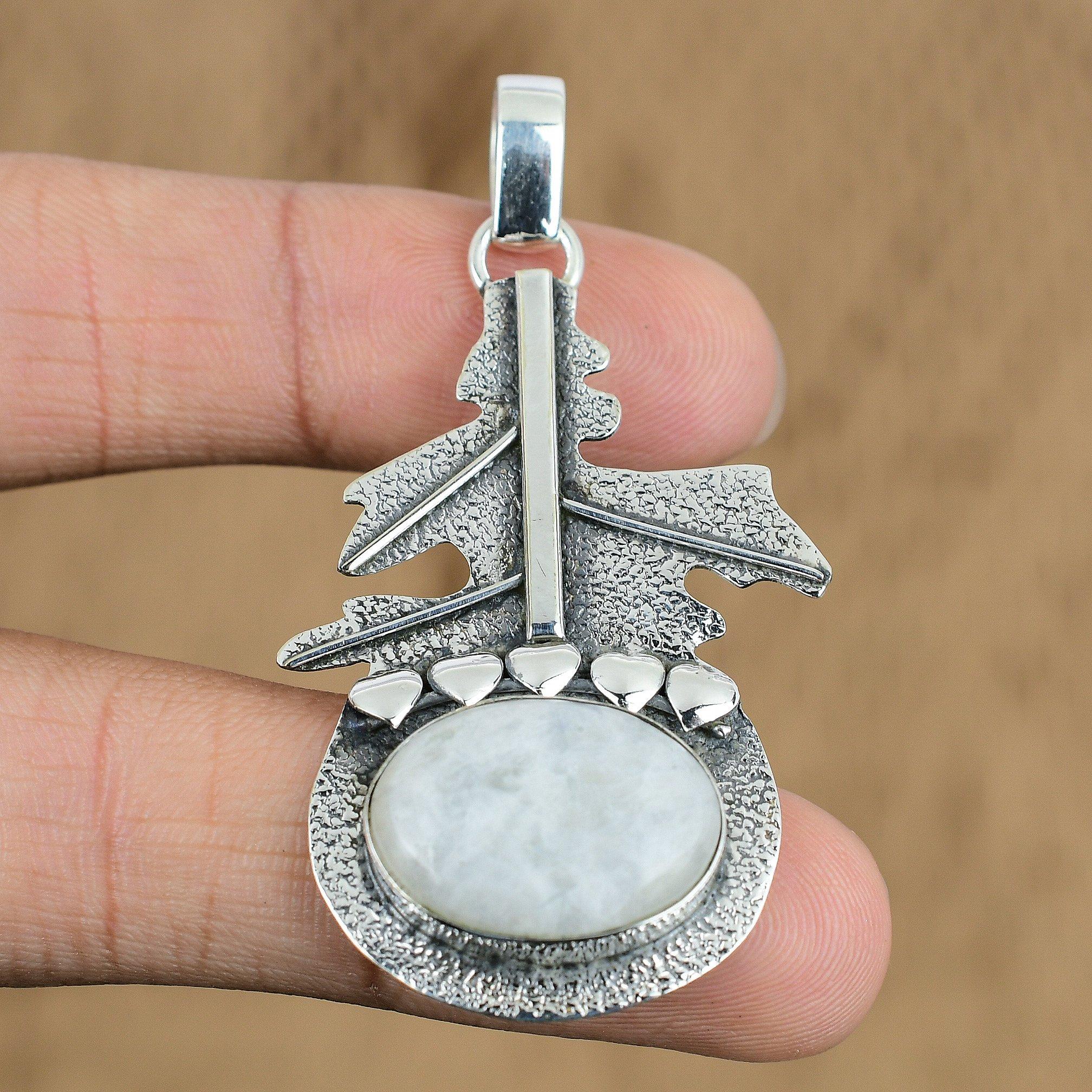 Wedding Gift For Her 925 Silver Natural Rainbow Moonstone Gemstone Pendant
