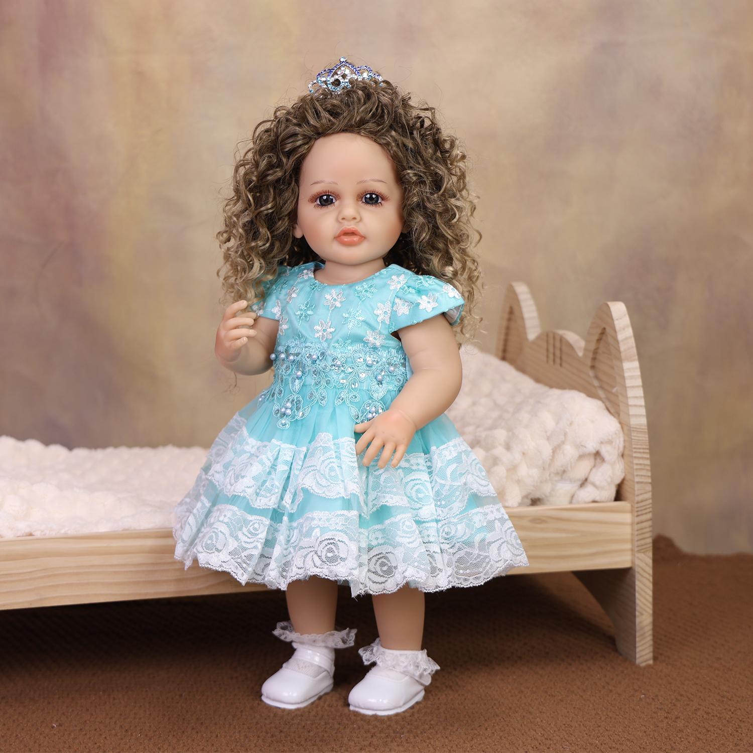 KEIUMI 22 Inch Reborn Baby Doll Full Silicone Vinyl Bathe Girl playmates lifelike Newborn Doll Toy Christmas Birthday Gift