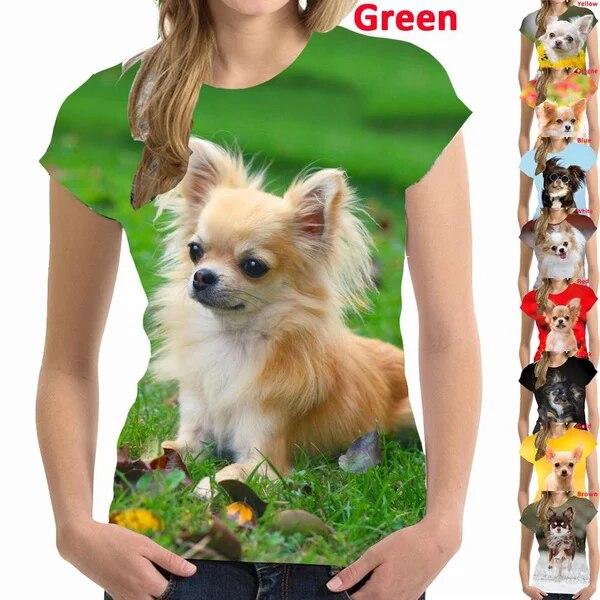 Newest Summer Women Fashion Cute Animal Dog 3d Print T-shirt Casual Chihuahua Round Neck Short Sleeved T Shirt