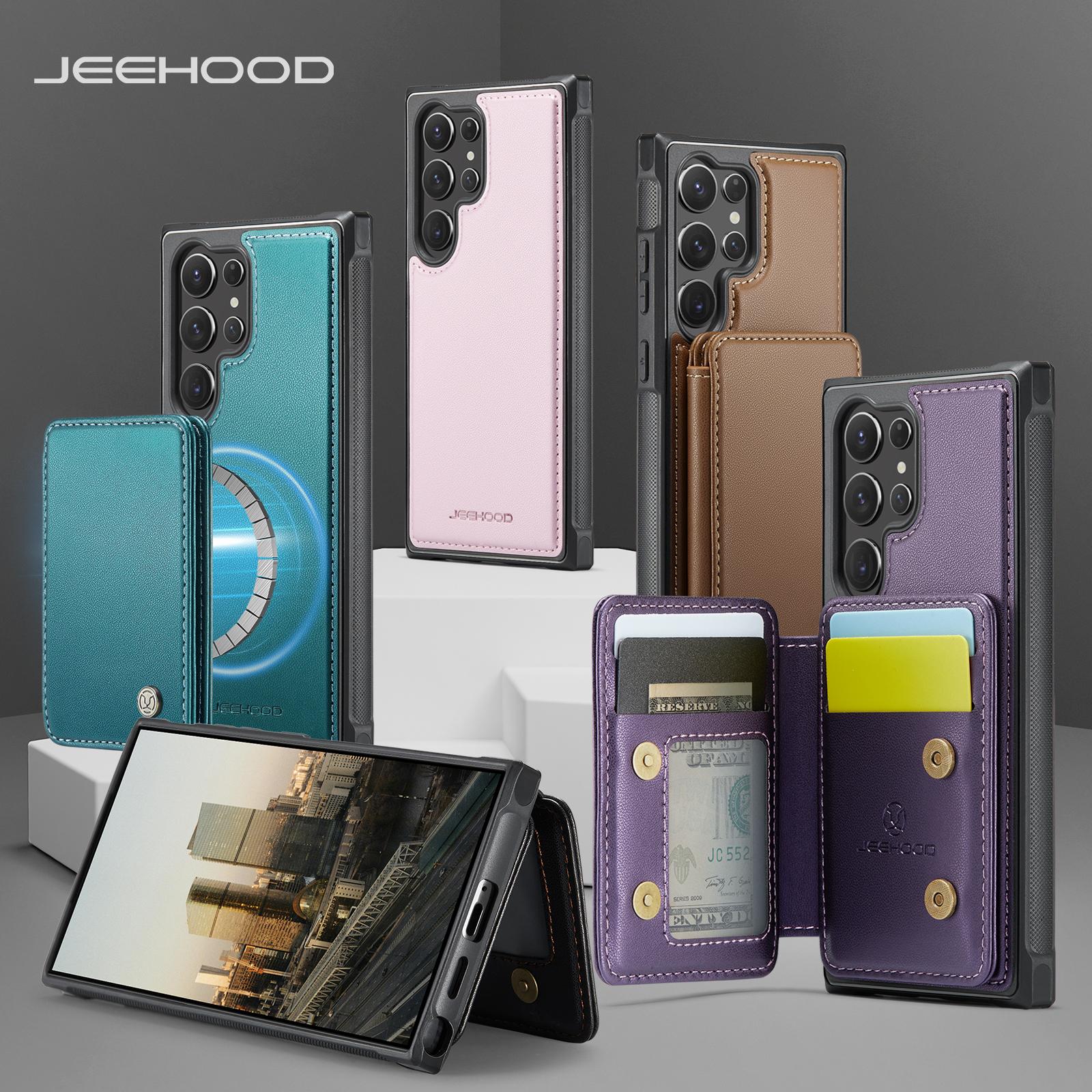 JEEHOOD-J05 for Samsung Galaxy S26 Ultra S25 S24 Plus FE Removable 2-in-1 Separable Flip Wallet Premium PU Leather Case Card Holder Phone Back Cover