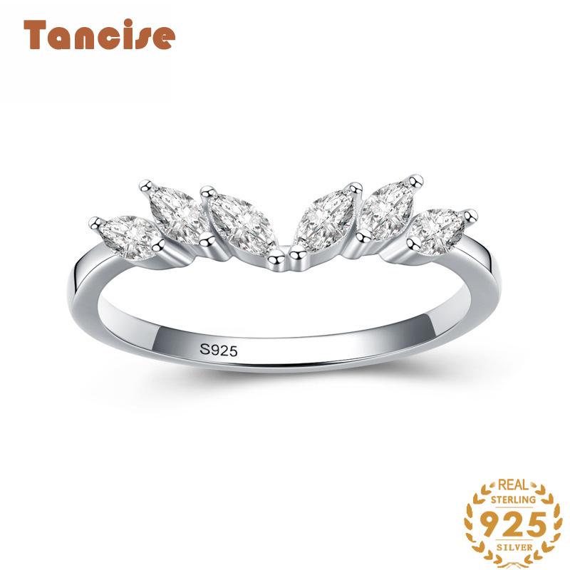 Tancise Classic 925 Sterling Silver Zirkónový prsteň Dámske šperky Svadobný darček na párty
