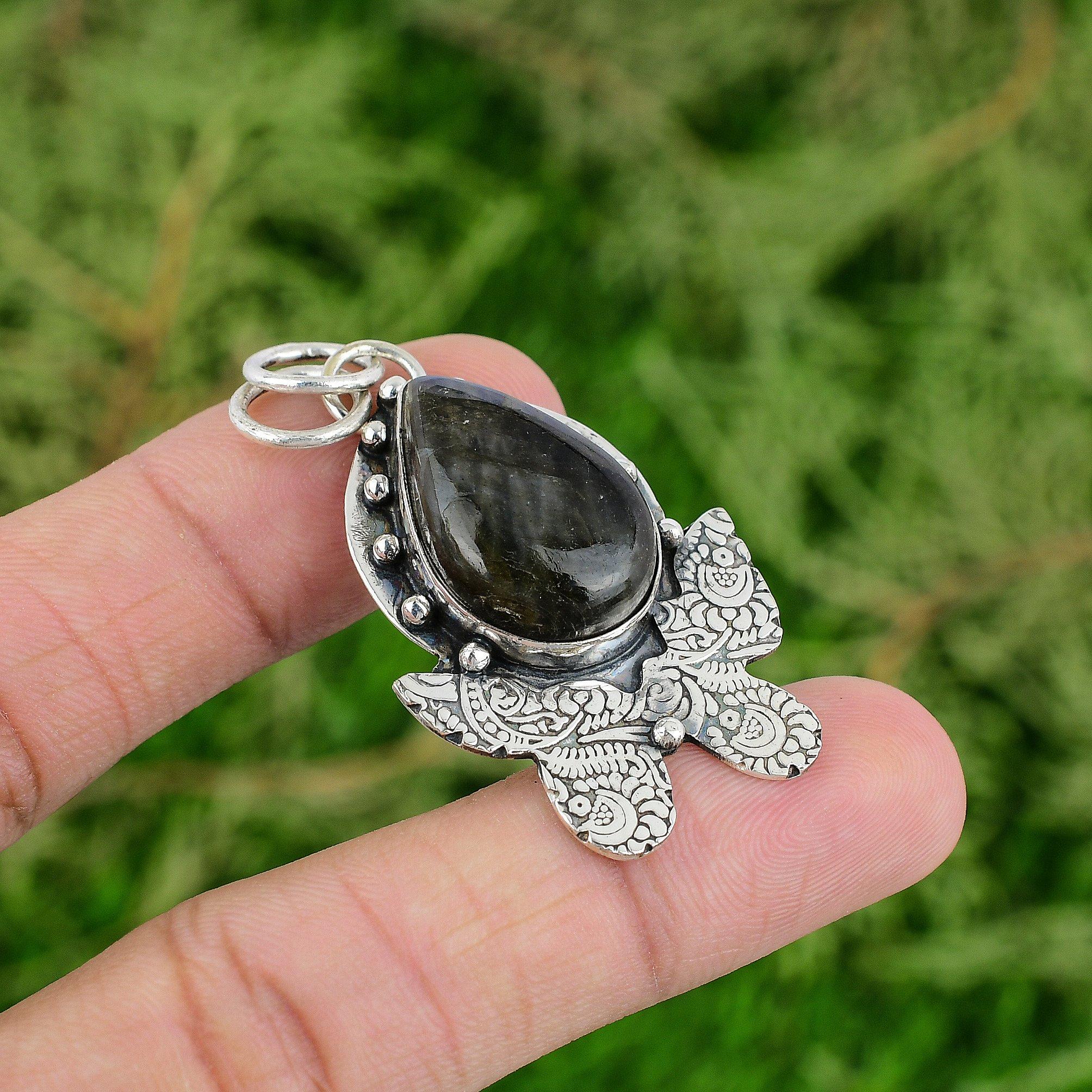 Töchtertag Sale 925 Silber Birne Labradorit Stein Boho Verlobung Neuer Anhänger