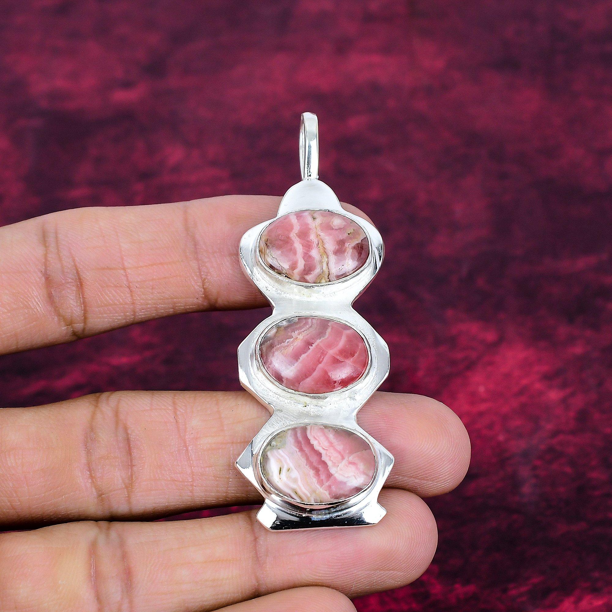 Rhodochrosite Jewelry, 925 Solid Sterling Silver Pendant, Handmade Gemstone Jewelry Pendant, For Memorial Day