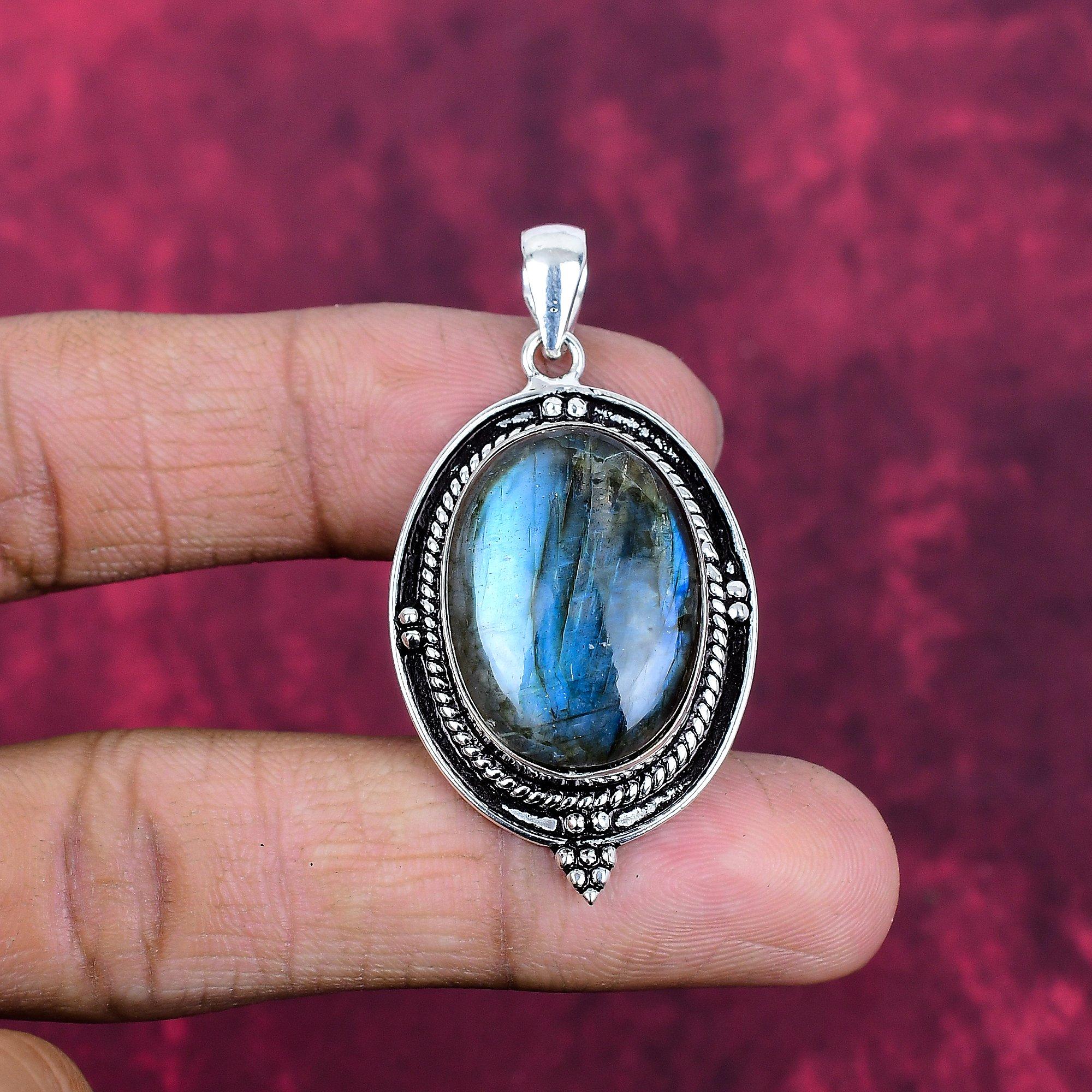 Labradorite Pendant Gemstone Jewelry, 925 Solid Sterling Silver Pendant, Handmade Jewelry Birthstone Pendant, Gift For Him