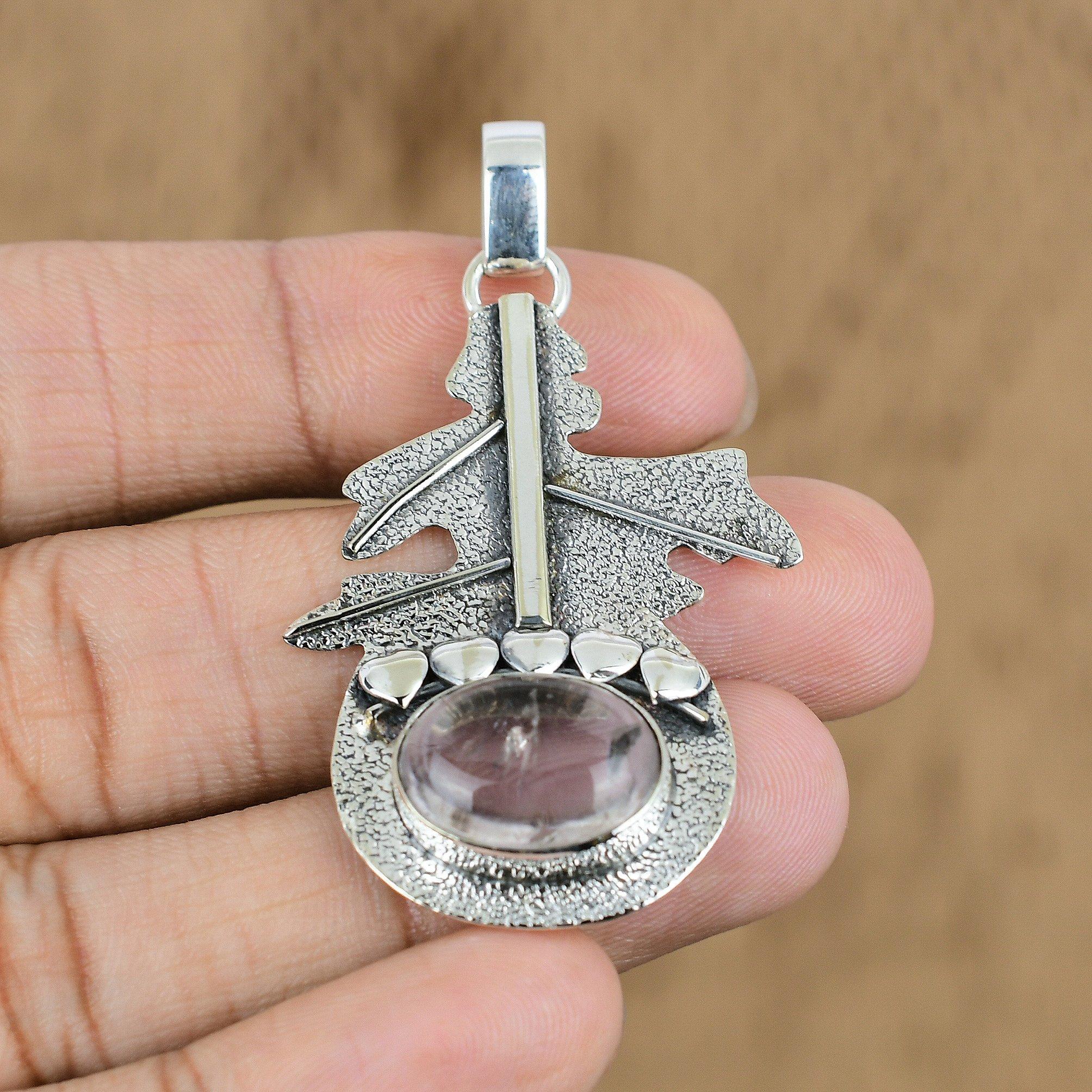 Gift For Women Pendant 925 Sterling Silver Natural African Amethyst Gemstone