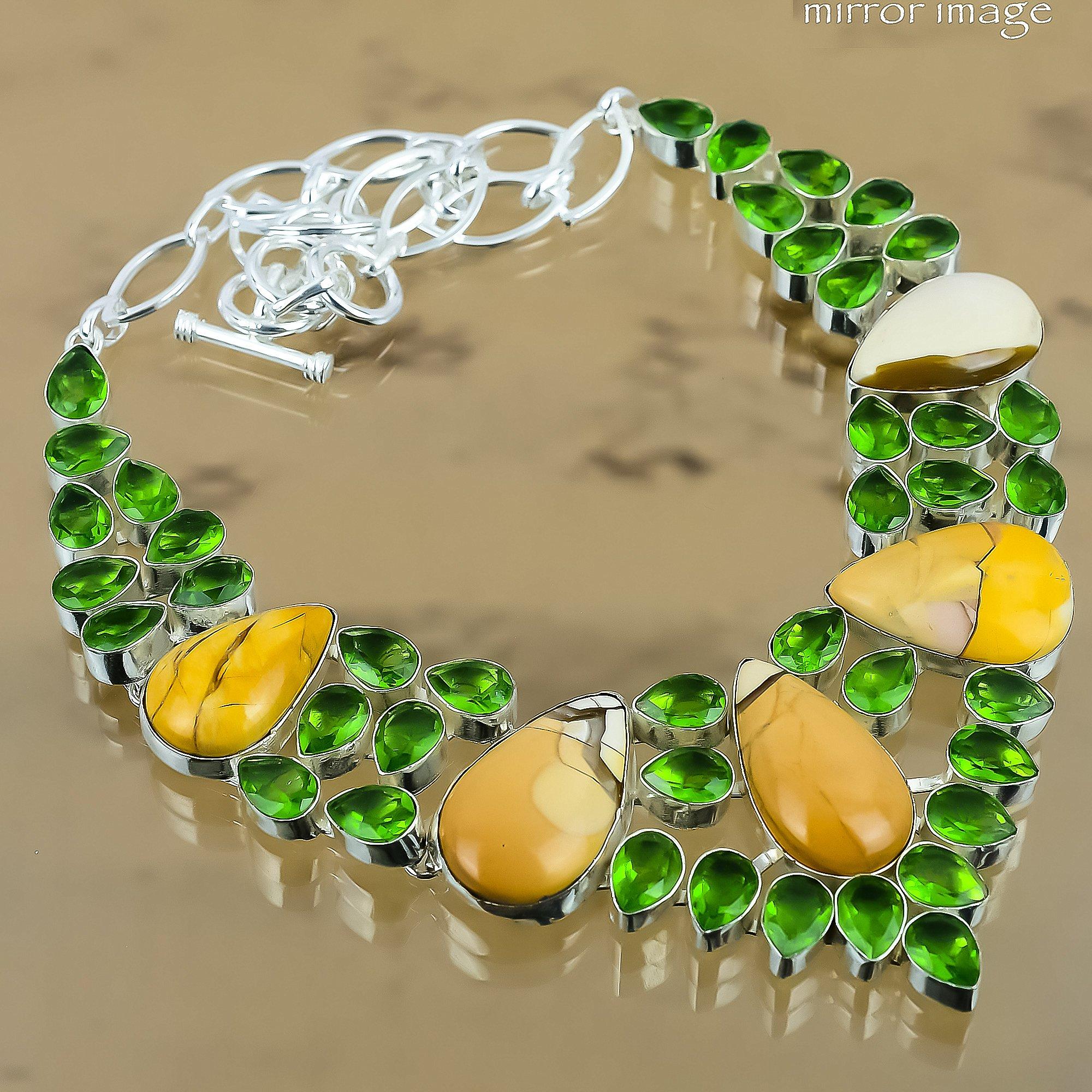 Gift For Women Chain Adjustable Necklace 925 Silver Natural Brecciated Mookaite