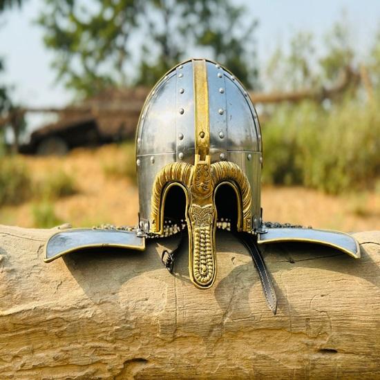 Wikinger Kettenhelm Rüstung Kettenhelm Mittelalter Messinghelm Kettenhelm Handgeschmiedeter Rüstungshelm Bestes Geschenk