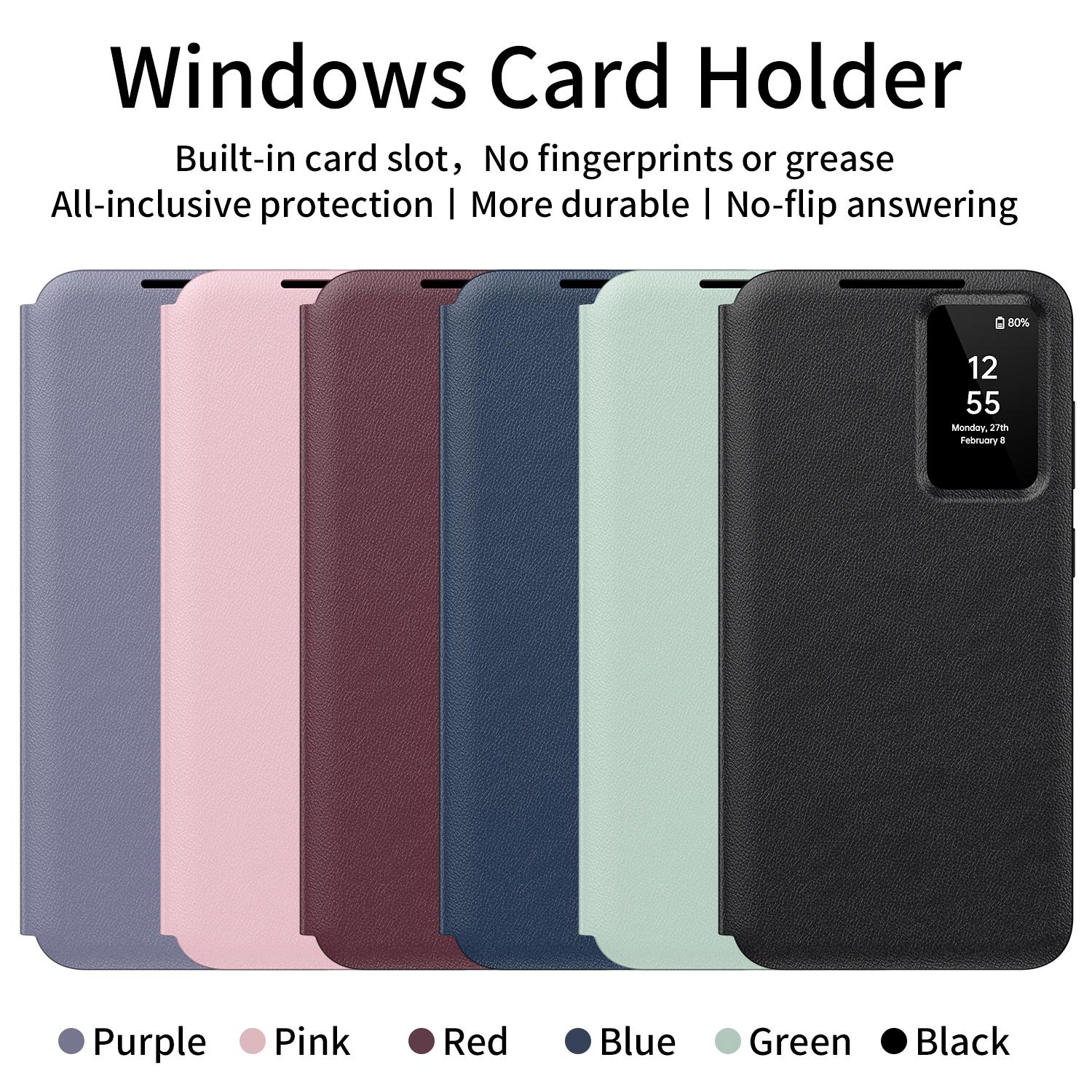 Flip Case for Samsung Galaxy S26 Ultra S25 S24 S23 S22 Plus FE , Smart Window S View PU Leather Card Holder Wallet Cover
