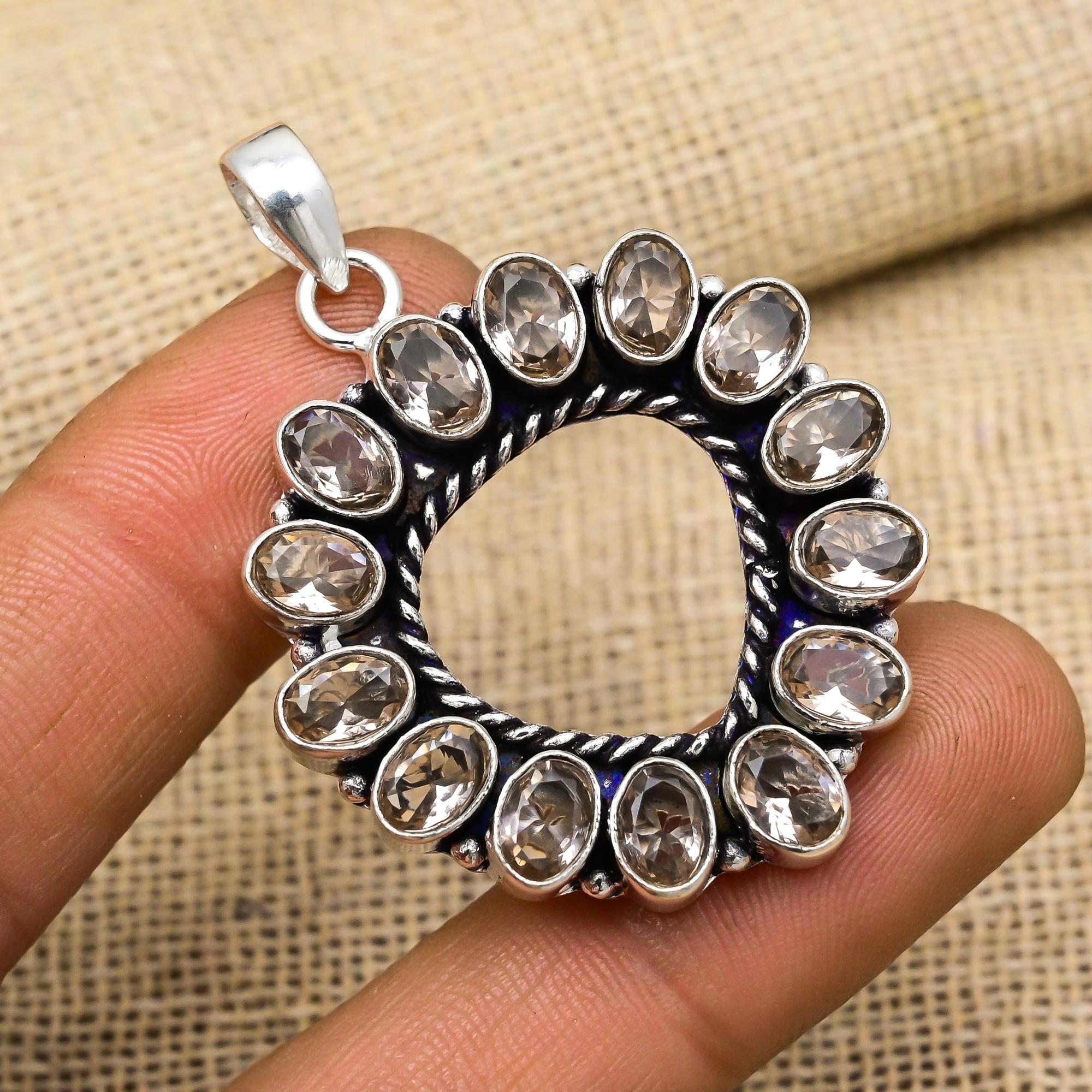 Awesome Smoky Topaz Gemstone Handmade 925 Sterling Silver Jewelry AAA+ Pendant For Gift