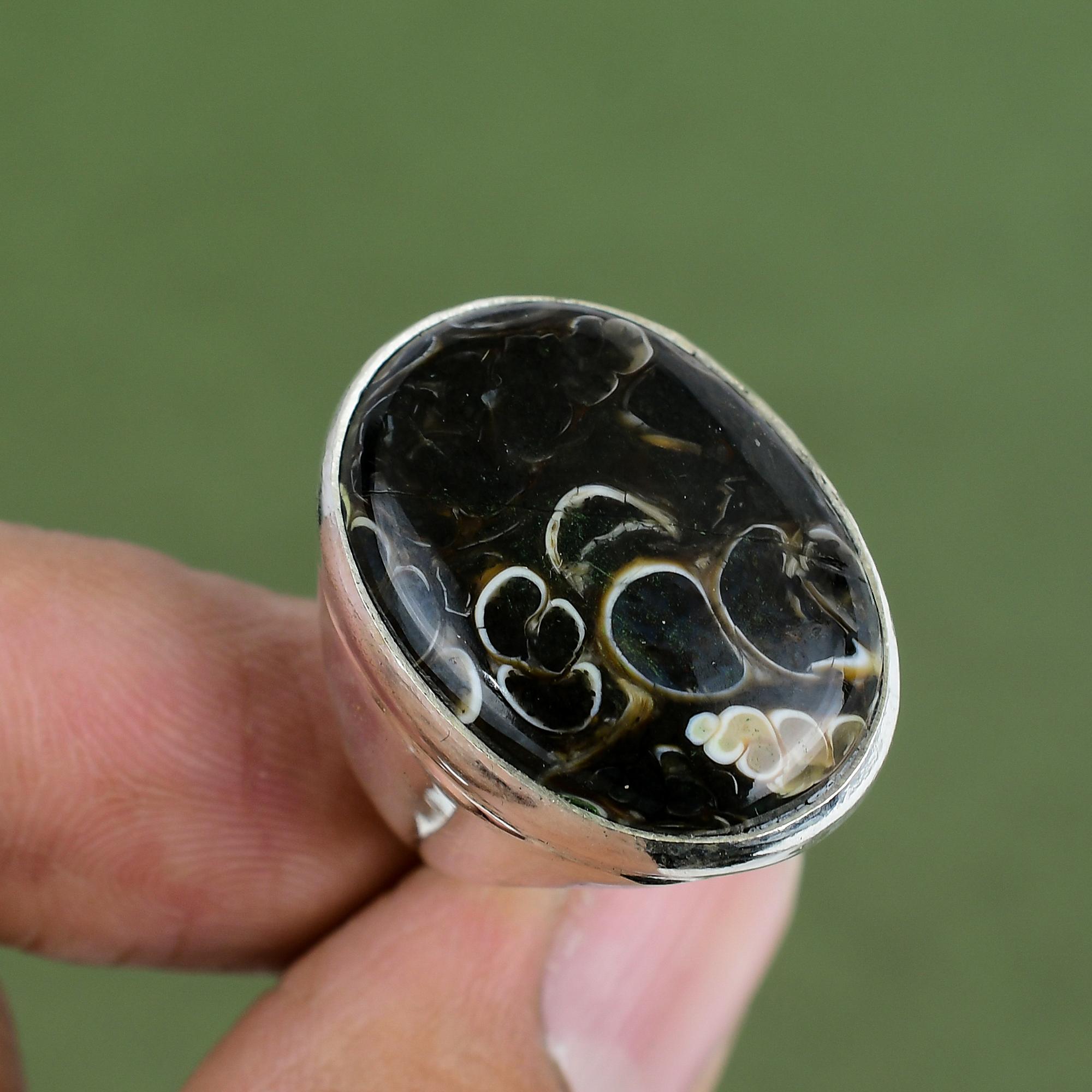 Turritella Agate Ring 925 Sterling Silver Ring Handmade Ring Top Quality Gemstone Ring Silver Jewelry Gifts For Women Available In Ring Size