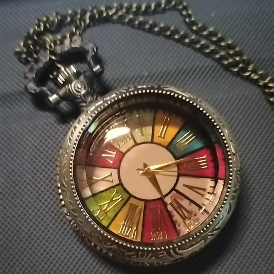 Nostalgic large glass transparent clamshell ancient Roman graduated turntable pocket watch