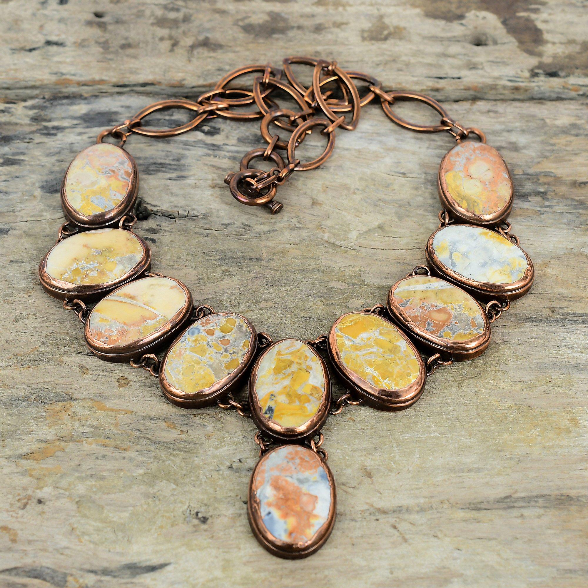 Maligano Jasper Necklace Electroformed Copper Adjustable Chain Necklace Top Quality Gemstone Necklace Handmade Copper Jewelry Gifts For Wife