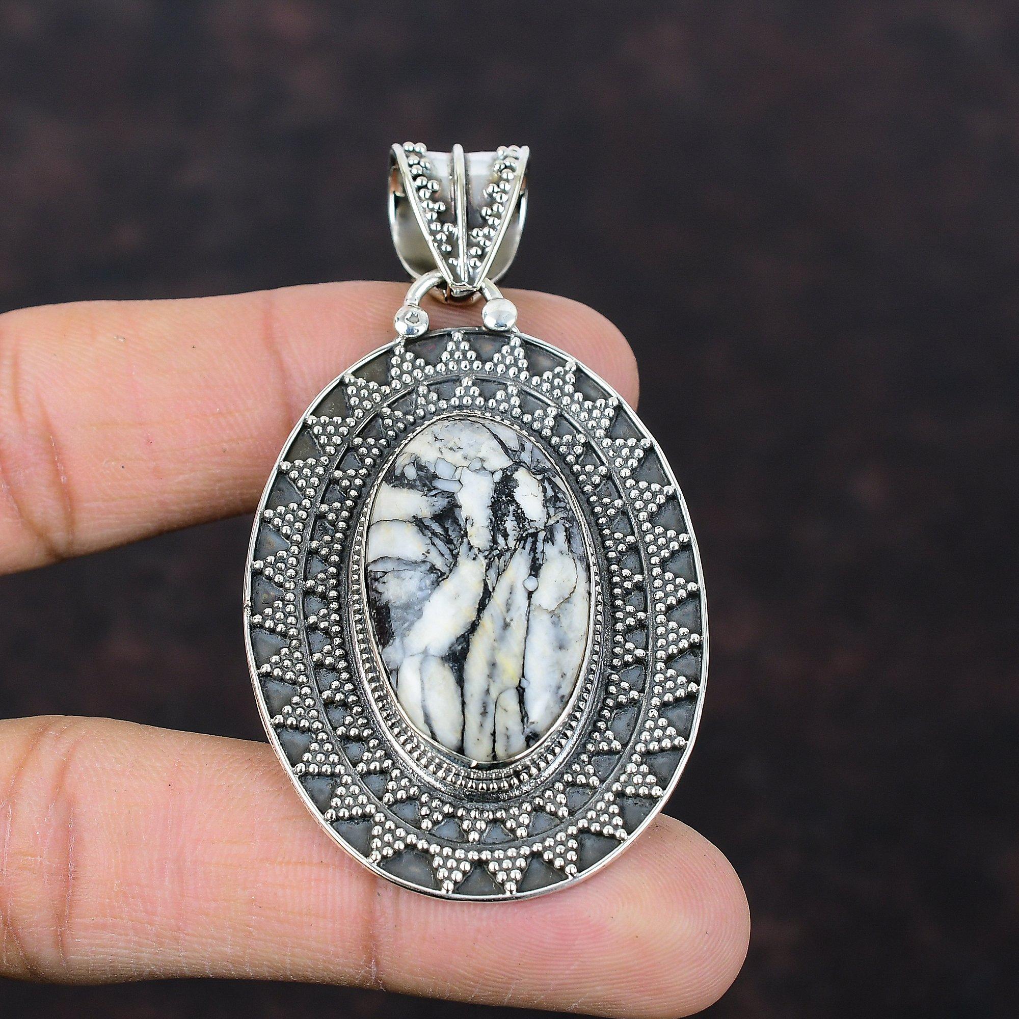 Pinolith Jasper Gemstone Pendant Latest Design Pendant Handmade Jewelry 925 Sterling Silver Pendant Gift For Mom Very Pretty Vintage Pendant