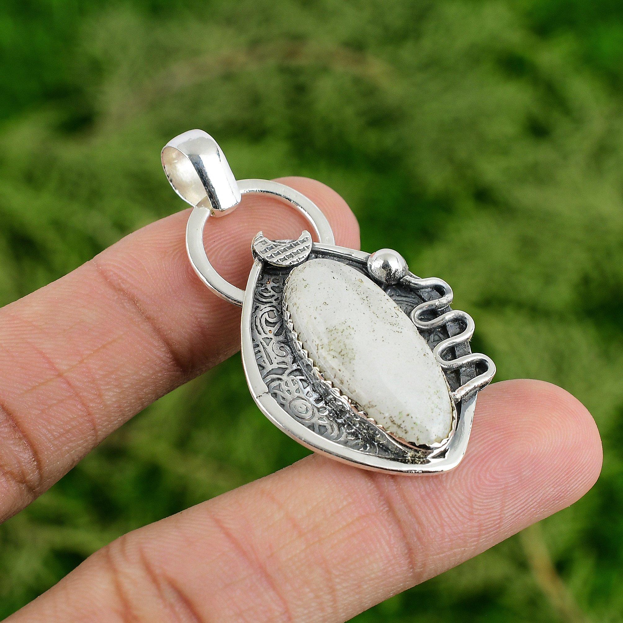 Daughters Day Sale Solar Moss Opal Gemstone Trendy Pendant Jewelry 925 Silver