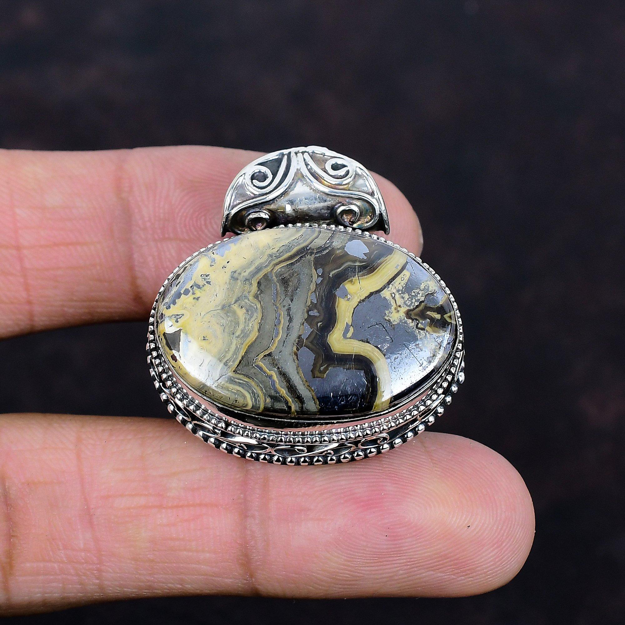 Schalenblende Pendant Original Gemstone Pendant 925 Sterling Silver Pendant Schalenblende Jewelry Handmade Vintage Pendant Gifts for Mother