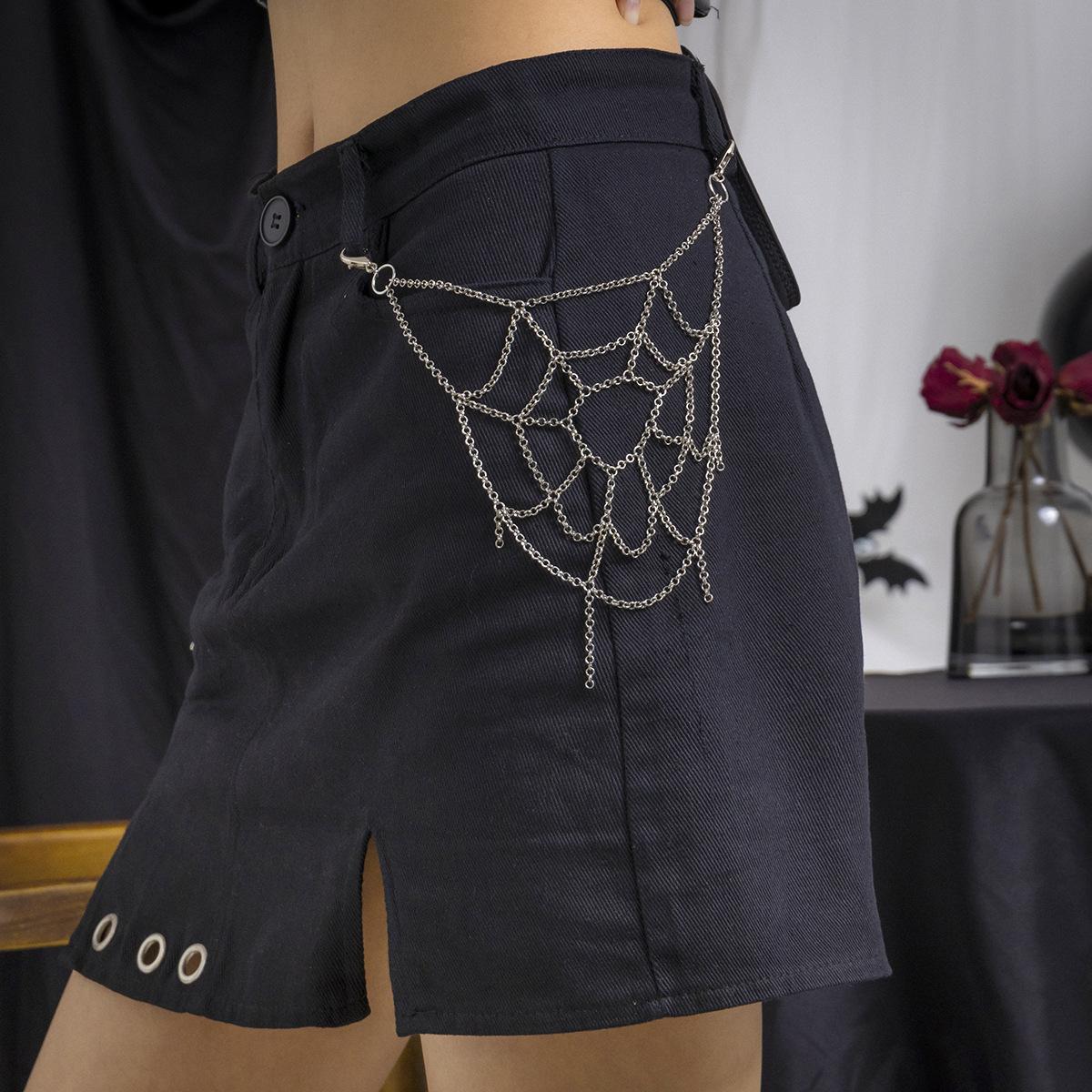 European and American Sweet Cool Style Chain Spider Web Pants Chain Dark Chain Waist Chain Body Chain Clothing Versatile