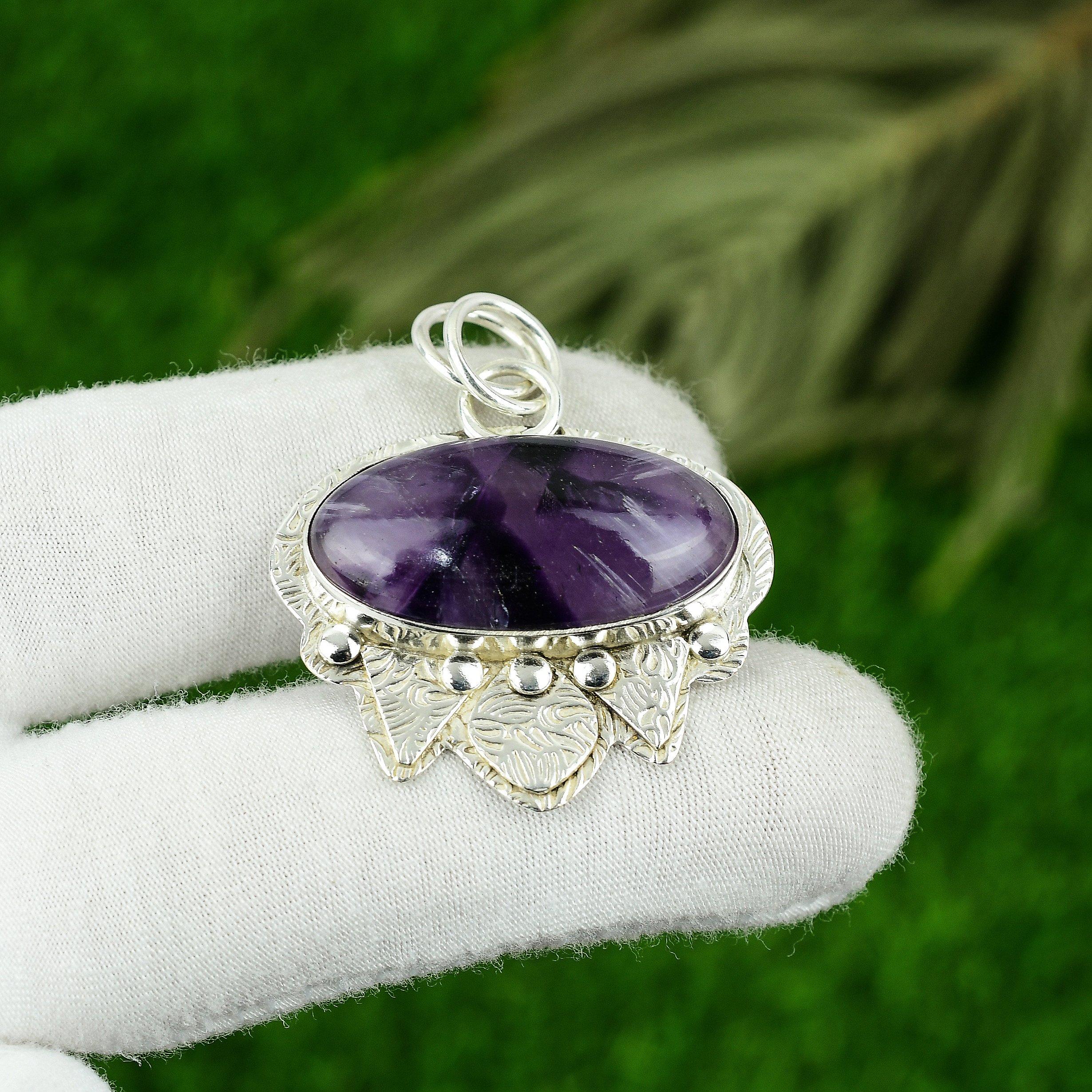 Offerta Festa della Mamma Ametista Stellare Naturale Matrimonio Moglie Ciondolo Argento Sterling 925