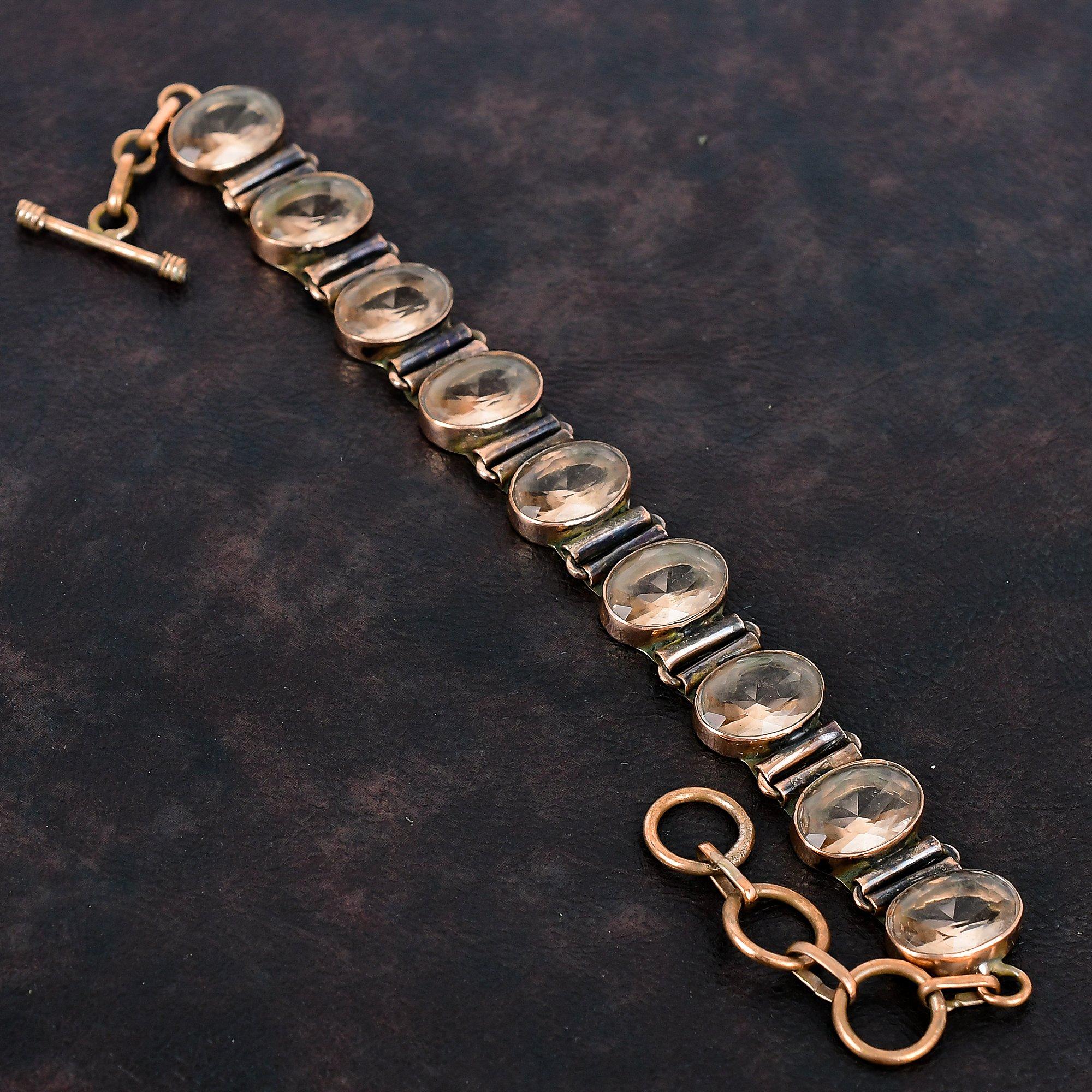 Faceted morganite bracelet copper bracelet adjustable chain bracelet elegant jewelry gemstone bracelet handmade copper jewelry gifts for her