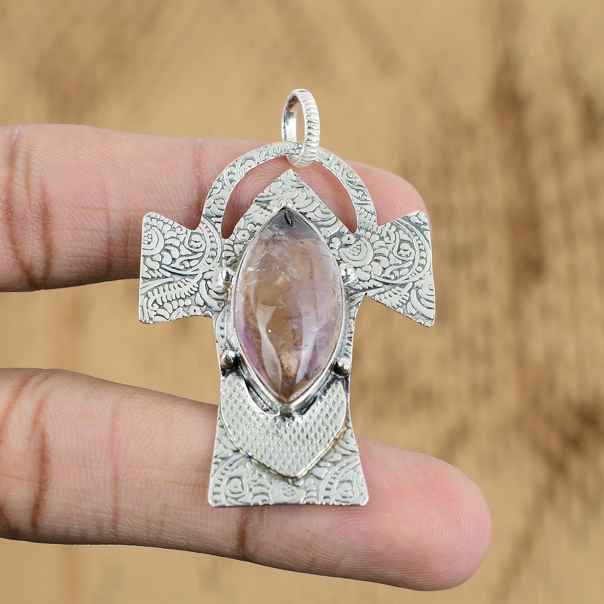 Marquise Natural Ametrine Handcrafted Unique Pendant Jewelry 925 Sterling Silver