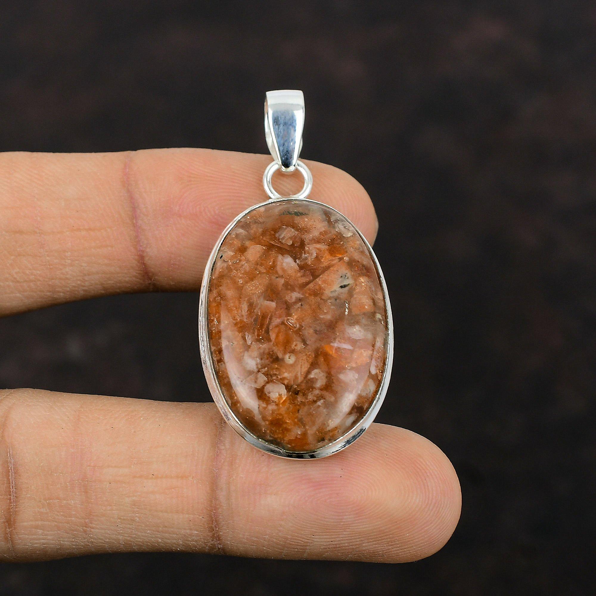 Sunstone anheng Håndlaget fantastiske smykker 925 sterling sølv anheng Gemstone anheng Healing Stone anheng gave til hennes solsteinssmykker