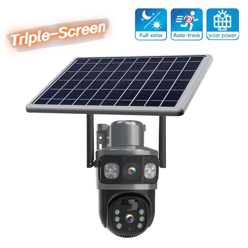 Solar HD Camera Three-Screen Monitoring WIFI/4G Connection Wireless Power Supply