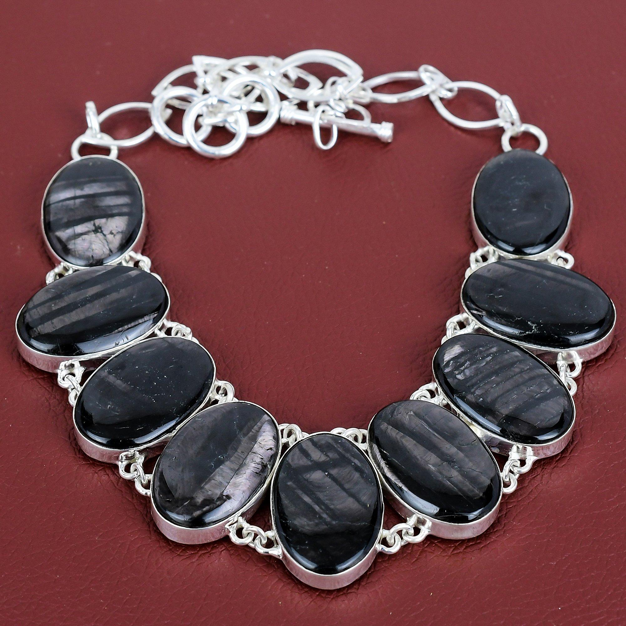 Hypersthene gemstone necklace 925 sterling silver necklace adjustable chain necklace hypersthene jewelry gifts for mother handmade necklace