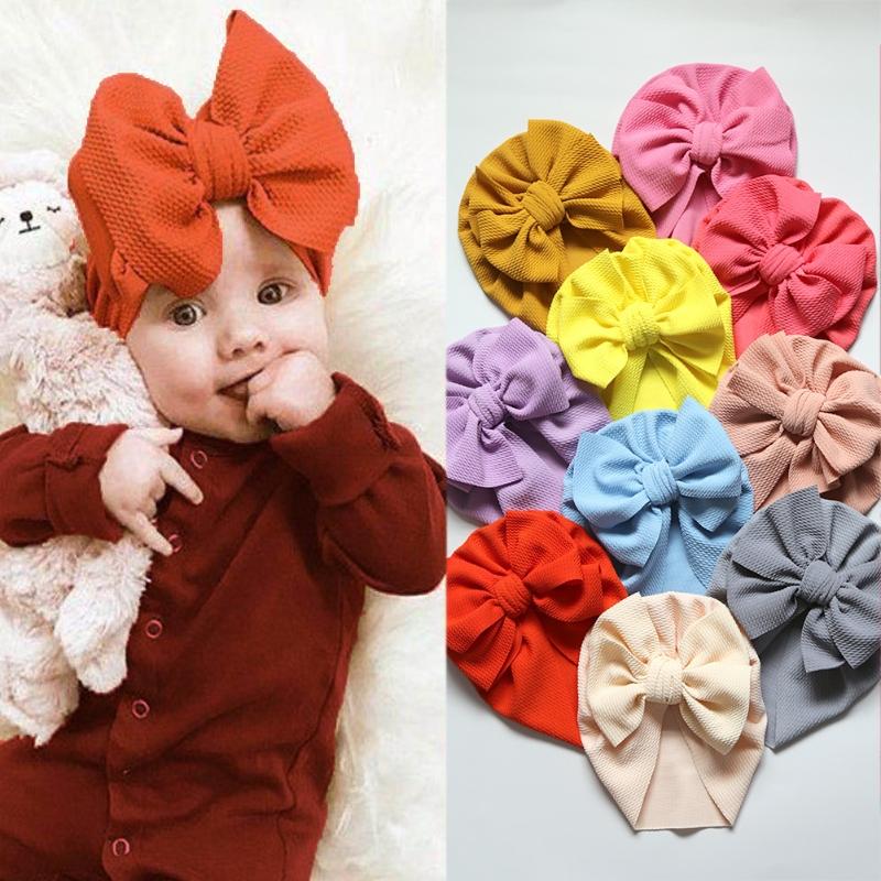 Dětská čepice Velká mašlička Chlapecká čepice Jednobarevná turban BowKnot Zábaly hlavy Dětská čepice Čepice pro novorozence Fotografování rekvizit