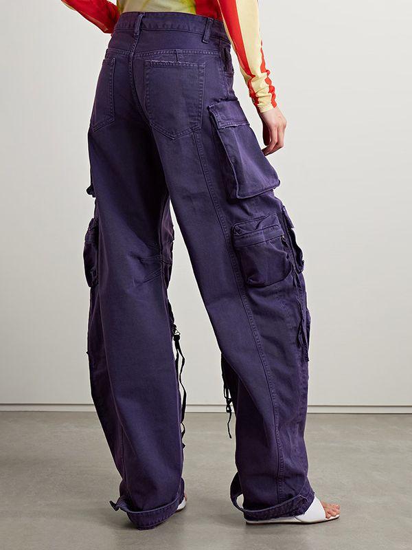 Vår Amerikansk Streetwear-stil Flerfickiga Jeans, Höga i midjan och Mångsidiga, Smala Raka Ben Byxor