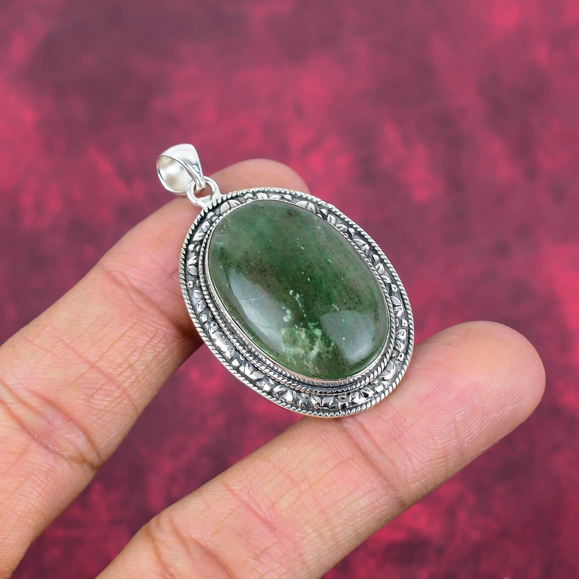 Green Aventurine Pendant, 925 Solid Sterling Silver Jewelry, Gemstone Pendant, Gift For Her Handmade Dainty Jewelry