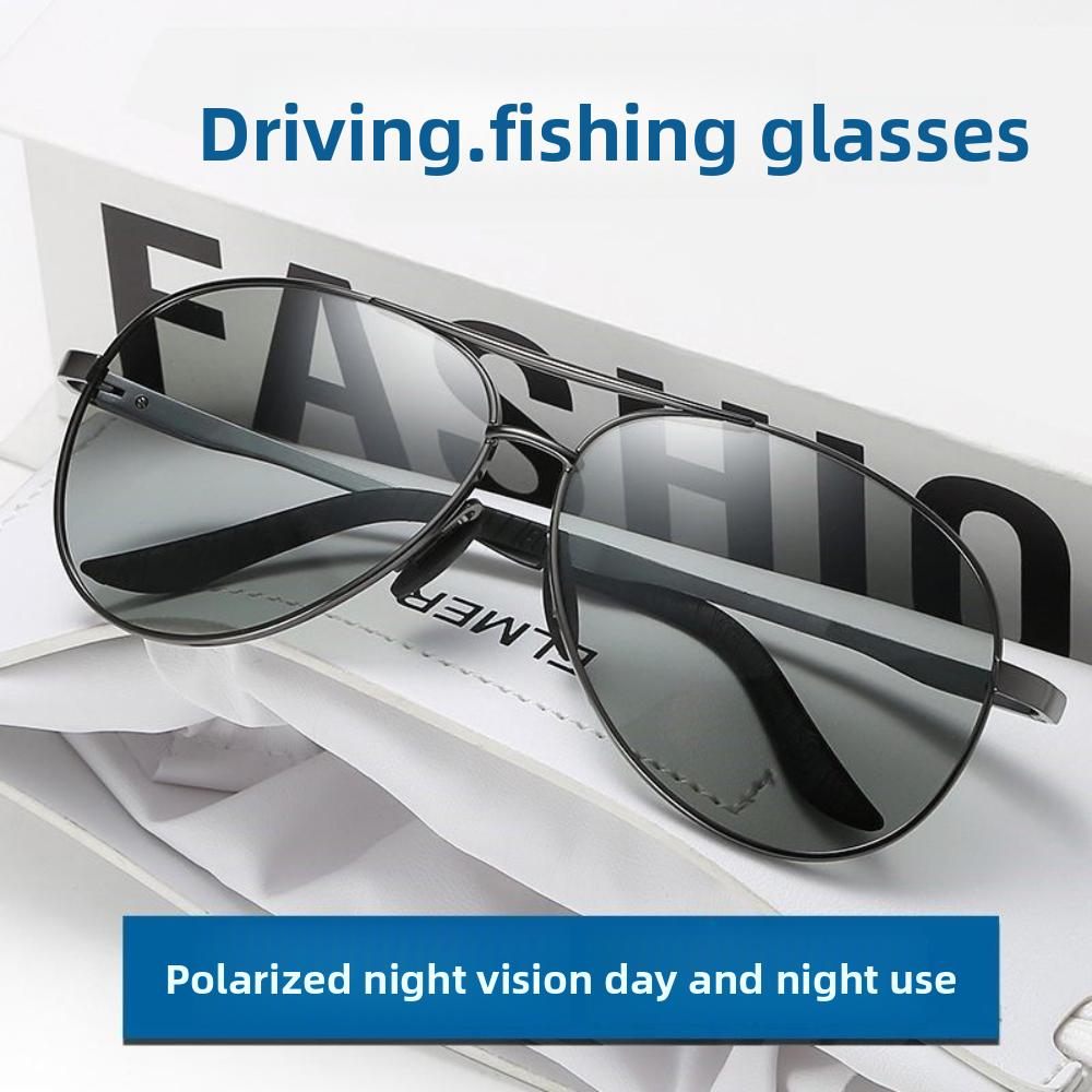 Herren Sonnenbrille mit großem Rahmen, gefederte polarisierte Fahrbrille, Outdoor-Angel-Sonnenbrille, Krötenbrille A103